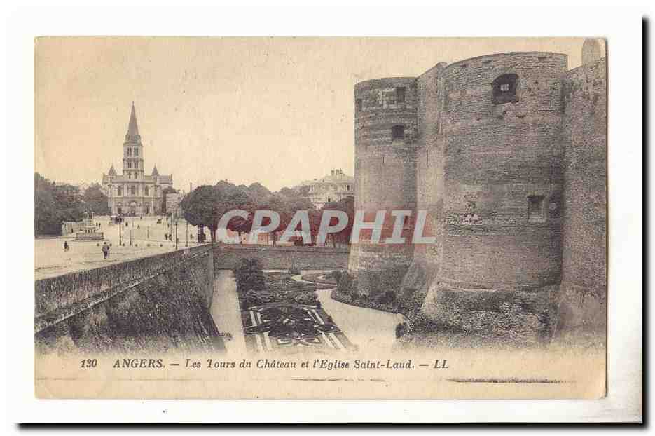 angers CPa Les tours du chateau et l'eglise Saint Laud