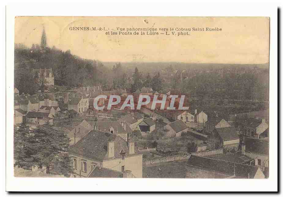 Gennes CPa Vue panoramique vers le coteau Saint Eusebe et les ponts de la Loire