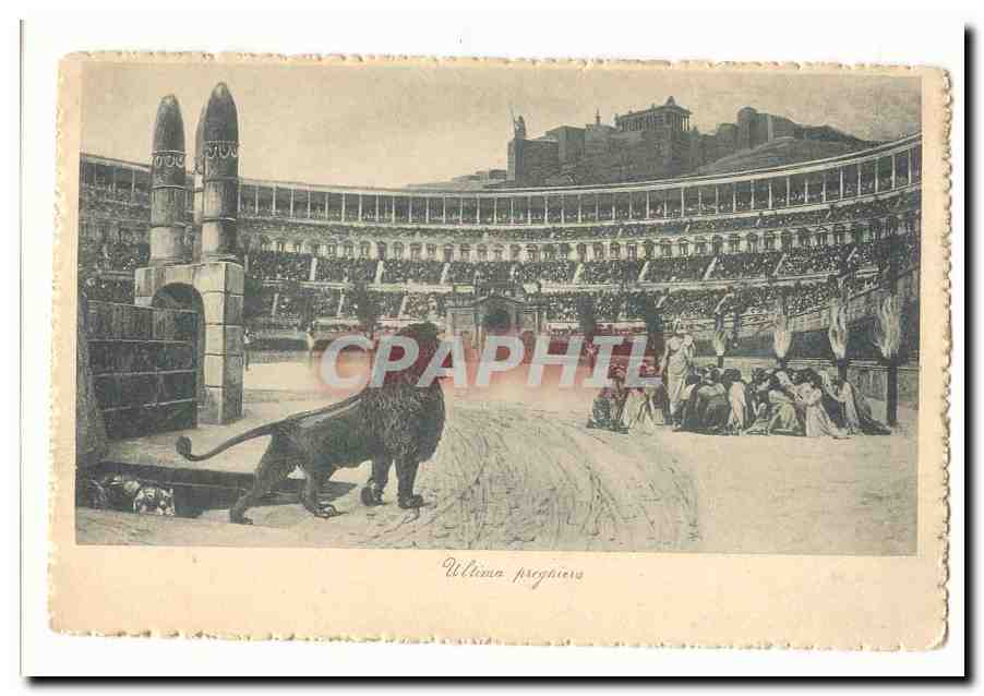 italie italia CPA ultima pregriera (lion priere arenes arena)