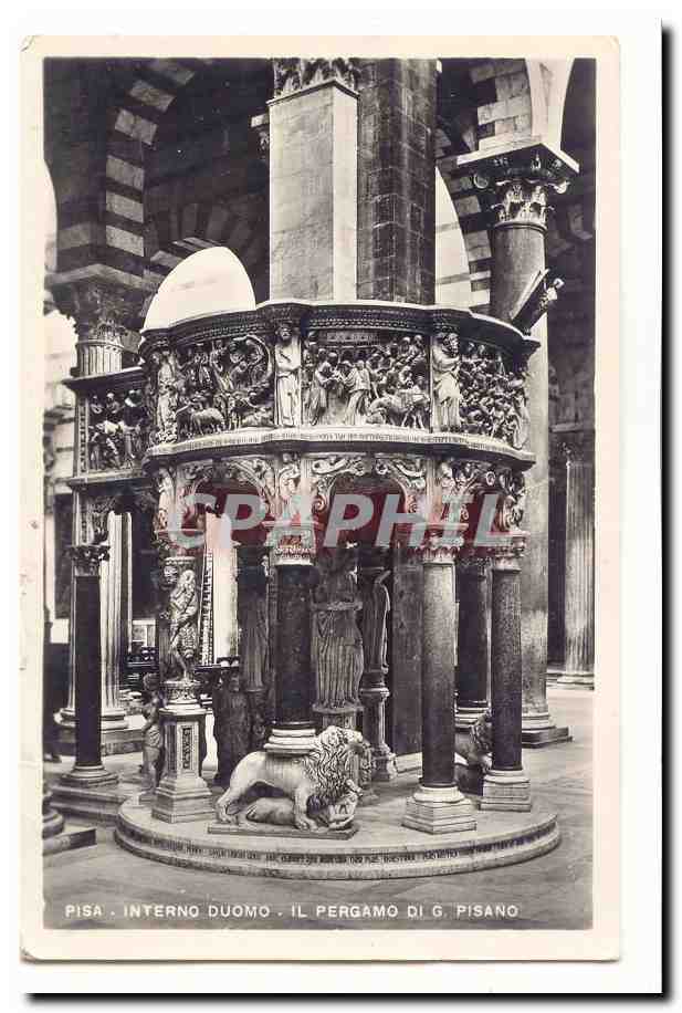 italie Italia Pisa CPA Interno duomo Il pergamo di G Pisano (lion)