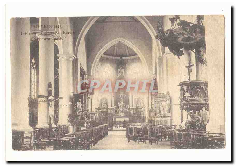 Belgique Poperinghe CPA Interieur eglise St Bertin Nef principale
