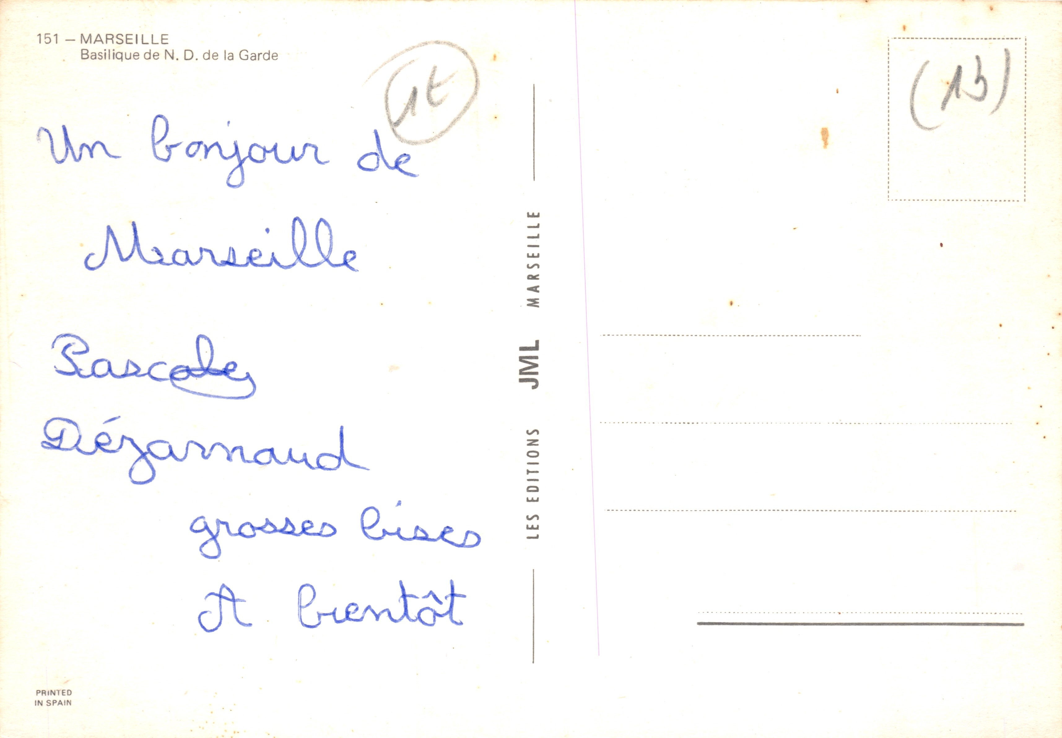 Basilique Notre-Dame de la Garde — Marseille — éditeur JML — Verso