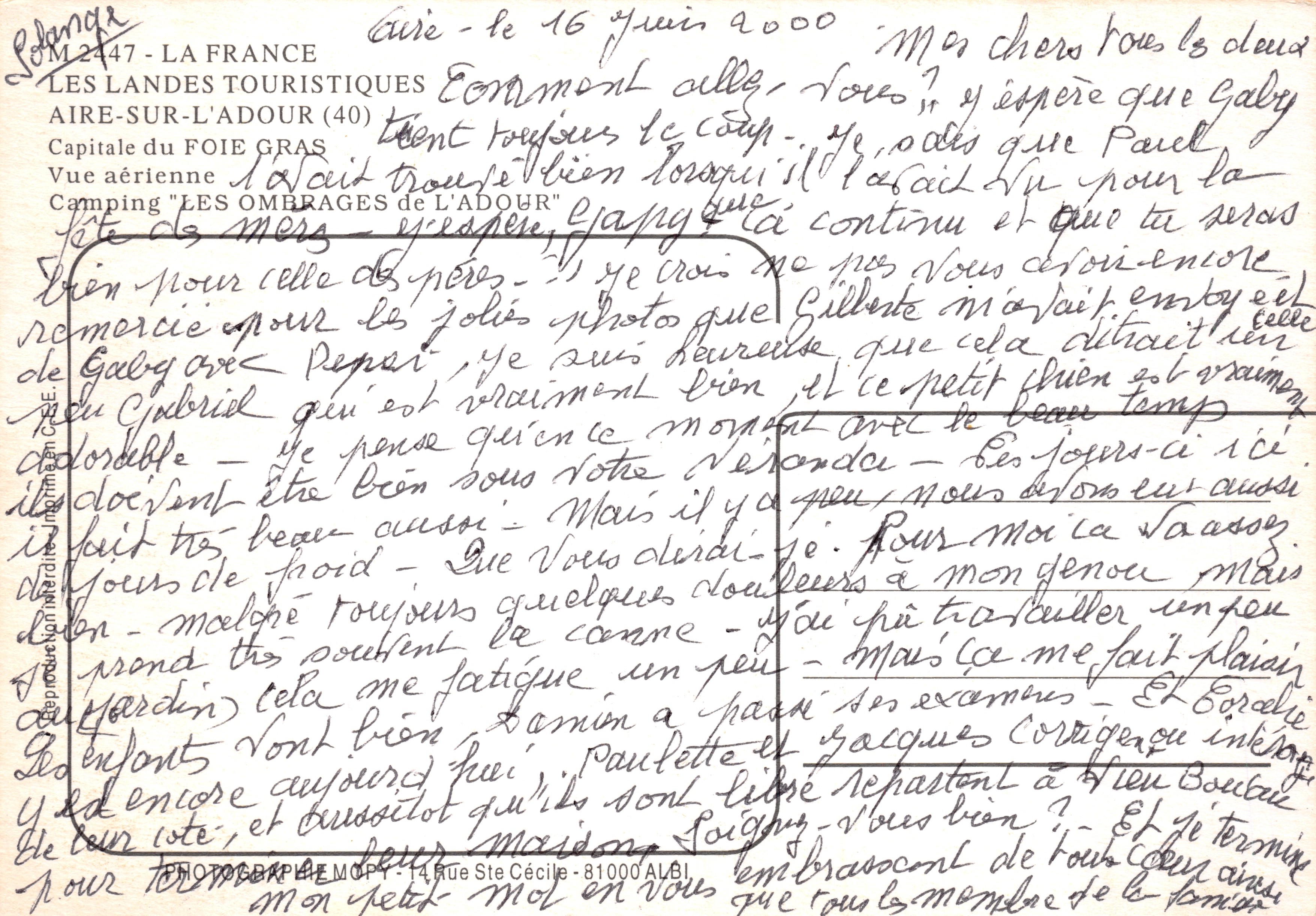 Camping Les Ombrages de l'Adour — Aire-sur-l'Adour (40) — éditeur MOPY — Verso