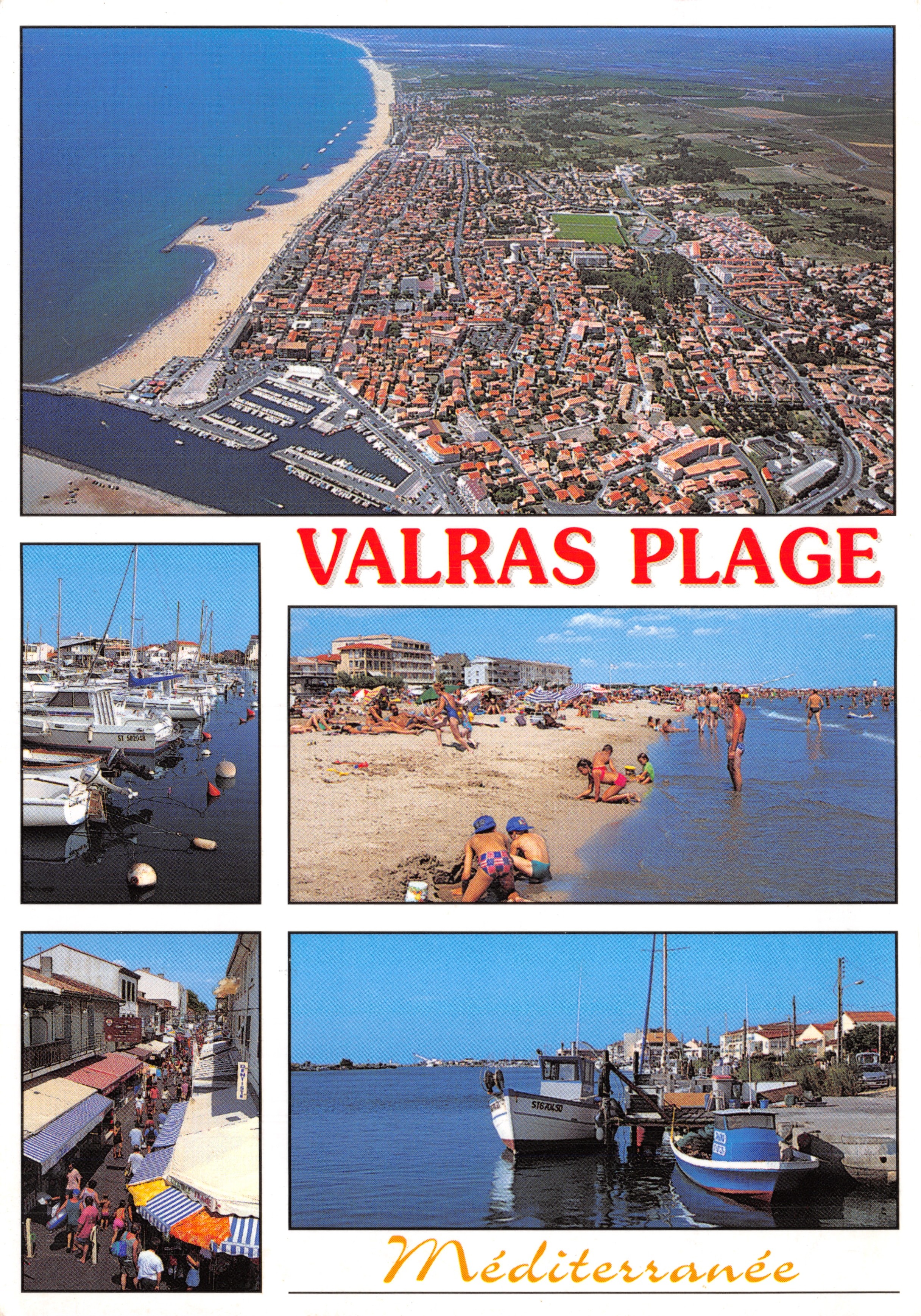Valras Plage — vue aérienne et scènes de plage et port — éditeur S.A. APA-POUX - ALBI