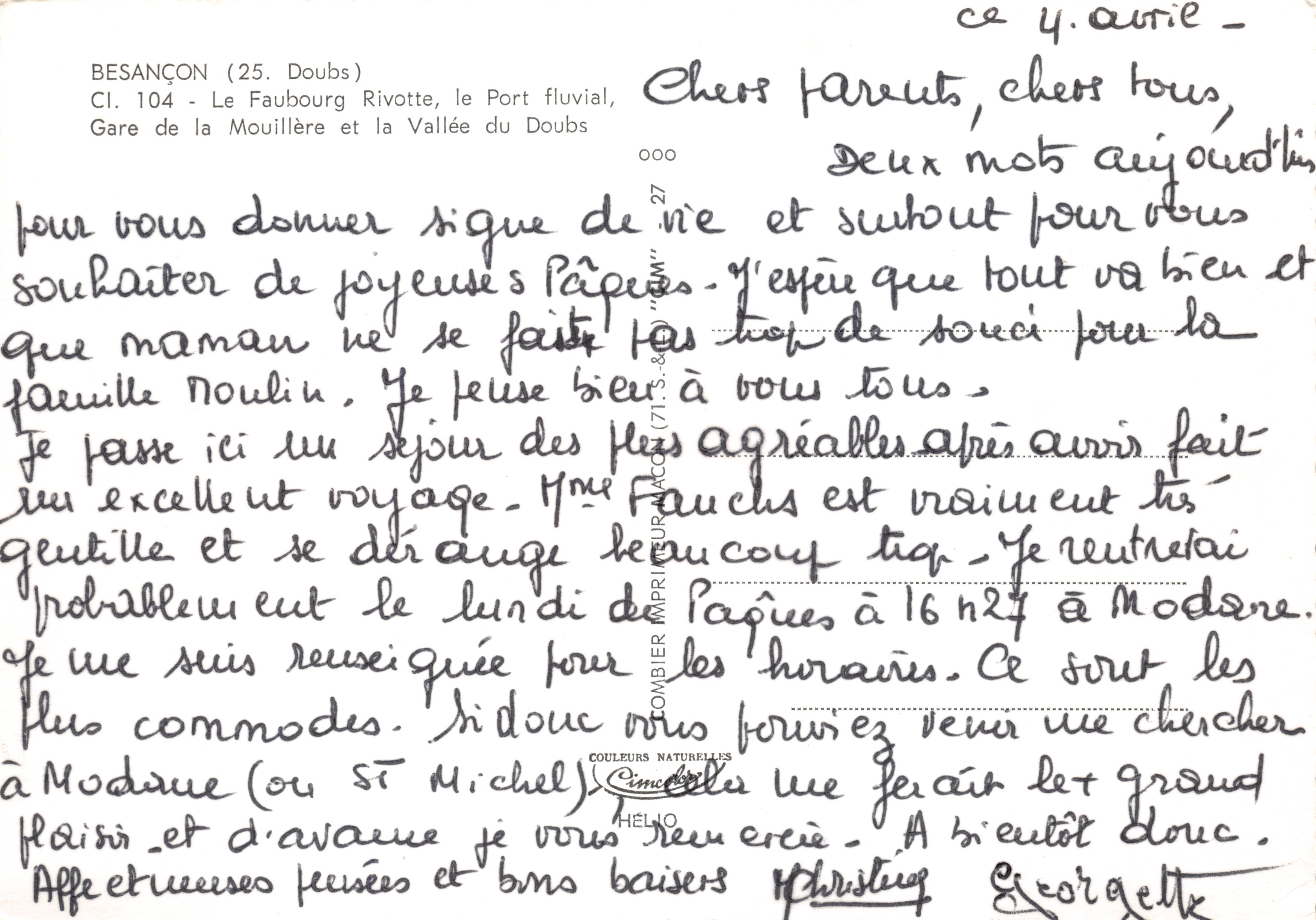 Besançon — vue aérienne du Faubourg Rivotte, du Port fluvial et de la Vallée du Doubs — éditeur Cim — Reverso