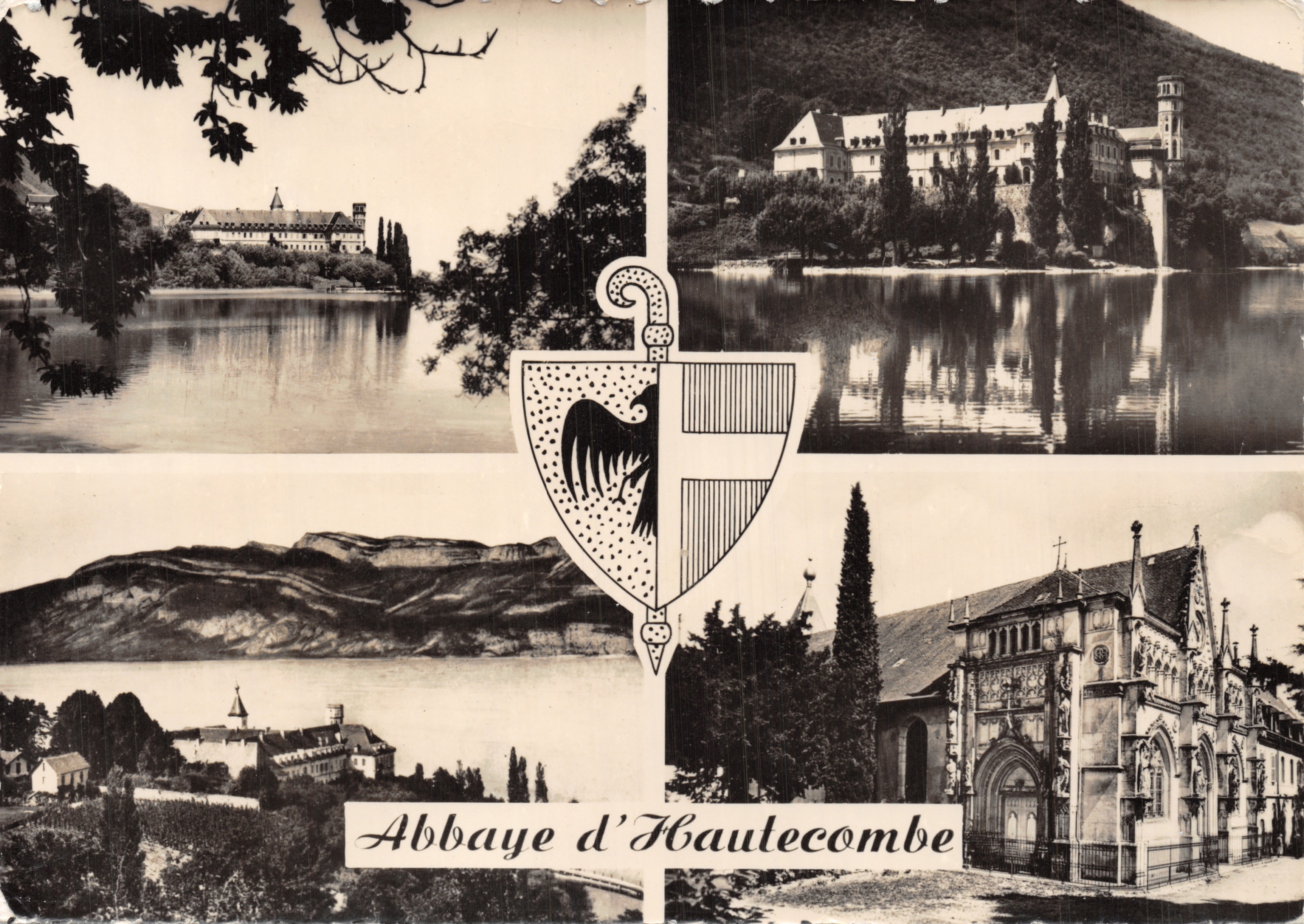 Abbaye d'Haute-combe — vue composite avec blason — Édition Spéciale de l'Abbaye d'Haute-combe