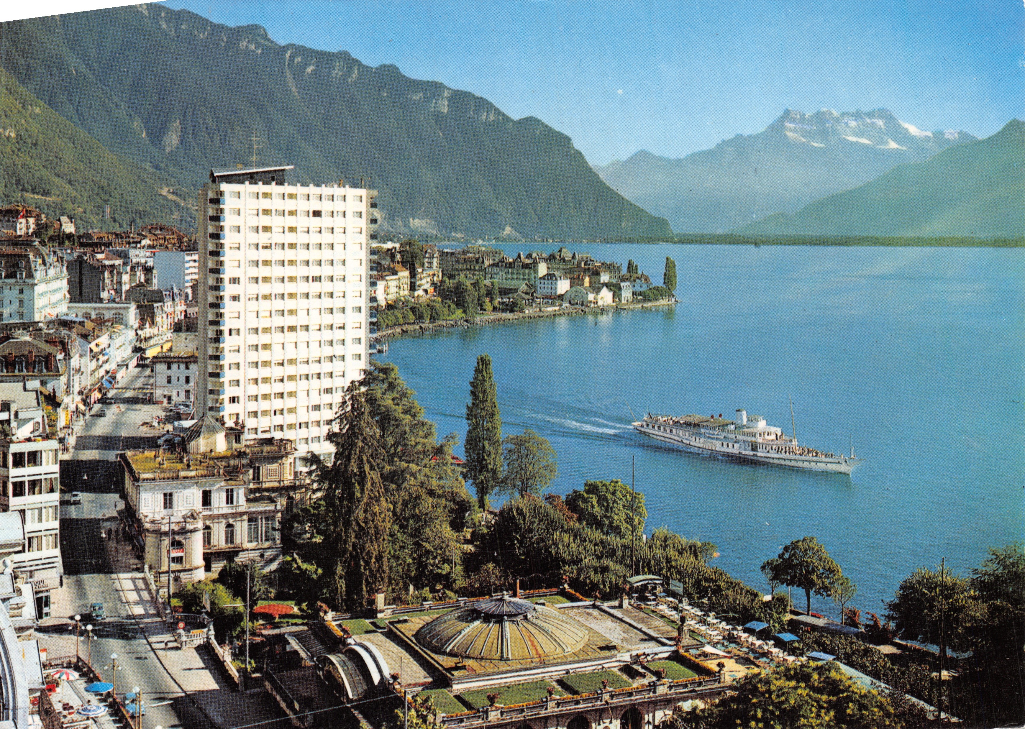 Montreux (Lac Léman) — vue sur les Dents-du-Midi — Photoglob-Wehrli SA, Zurich/Vevey, n° 9330