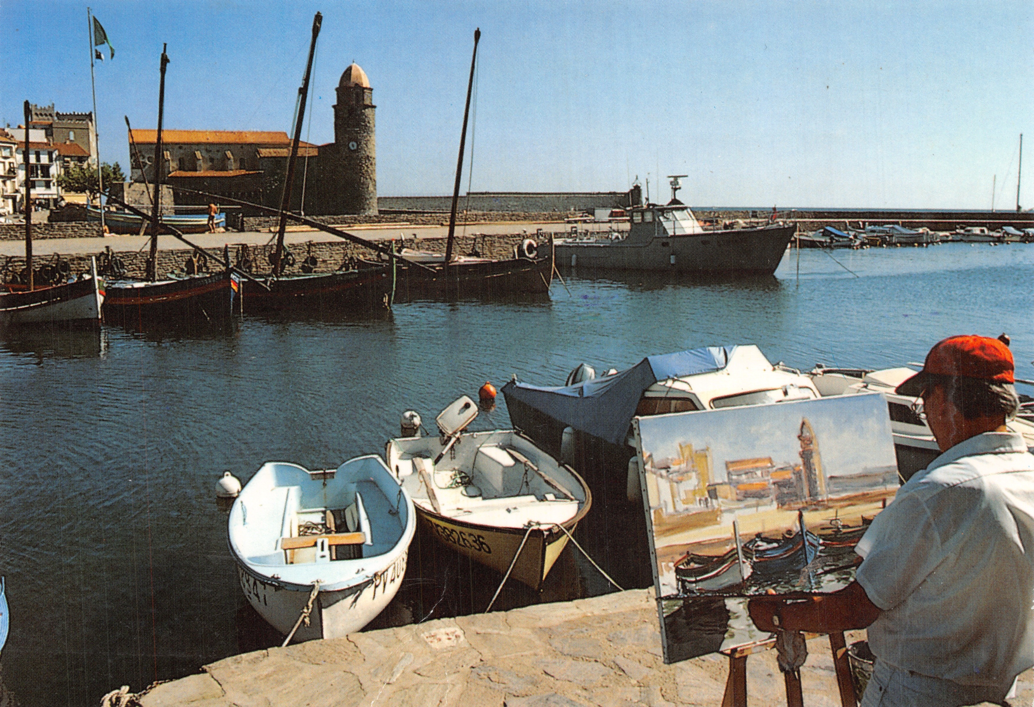 Collionure (66190) — Port catalan avec peintre — éditeur SARL DINO Diffusion