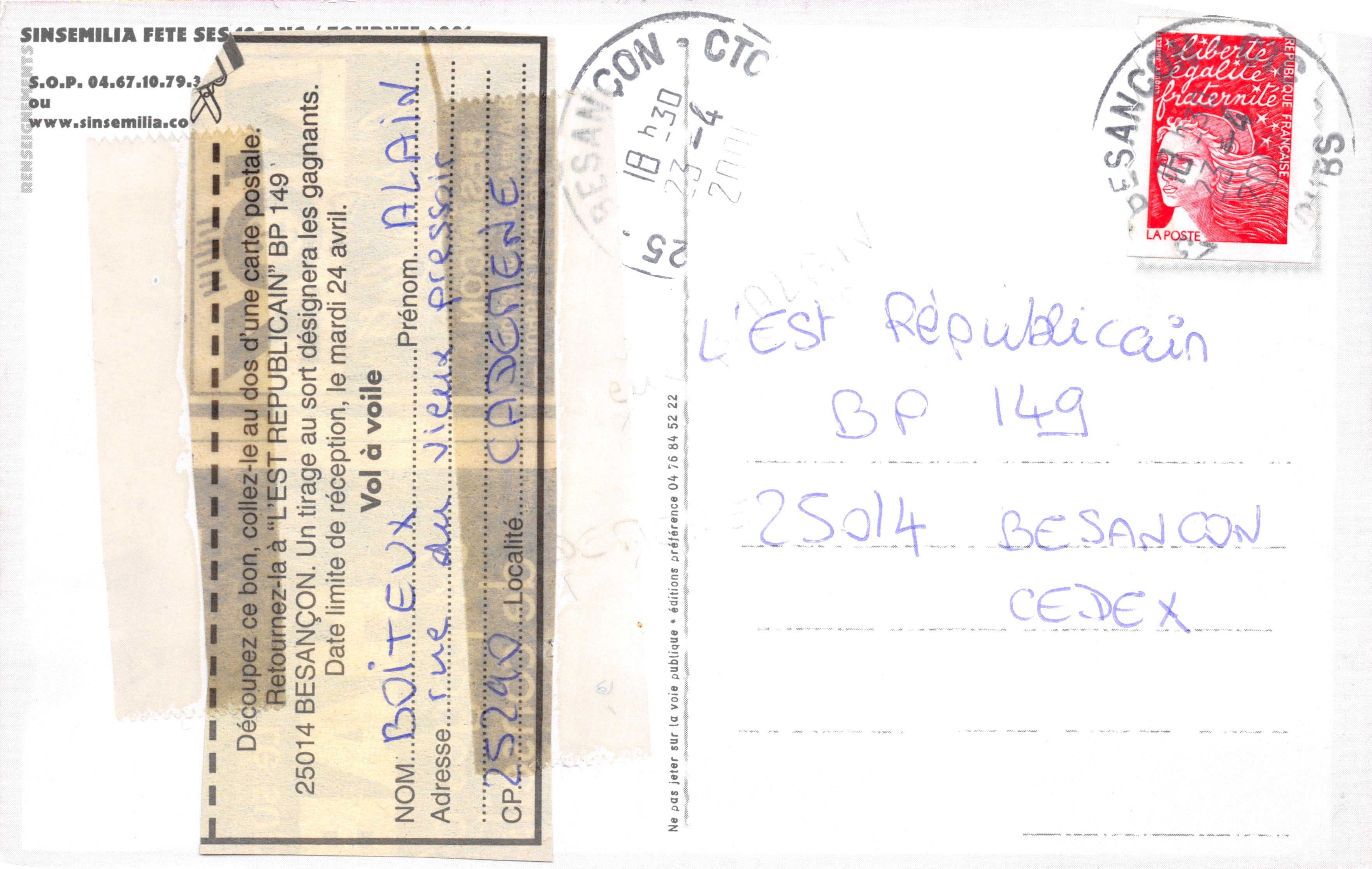 Sinsé fête ses 10 ans — Sinsemilìa / Besançon — éditeur S.O.P. et V2 — Verso
