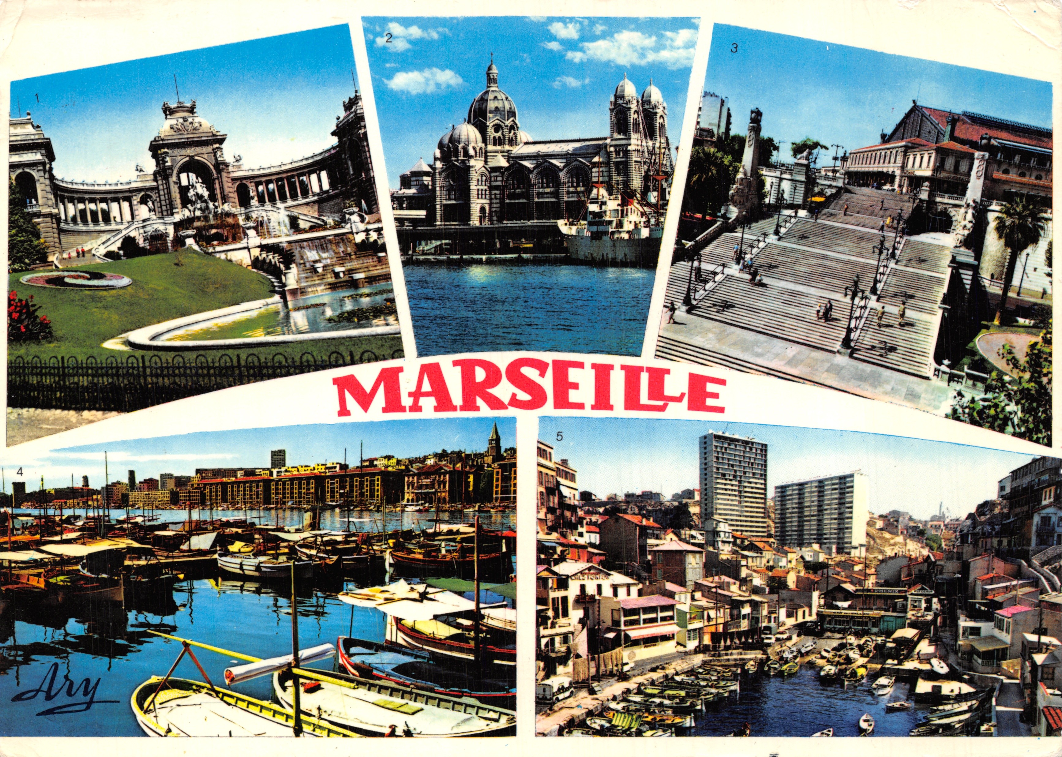 Marseille — vue panoramique composée de 5 scènes — Édition TARDY