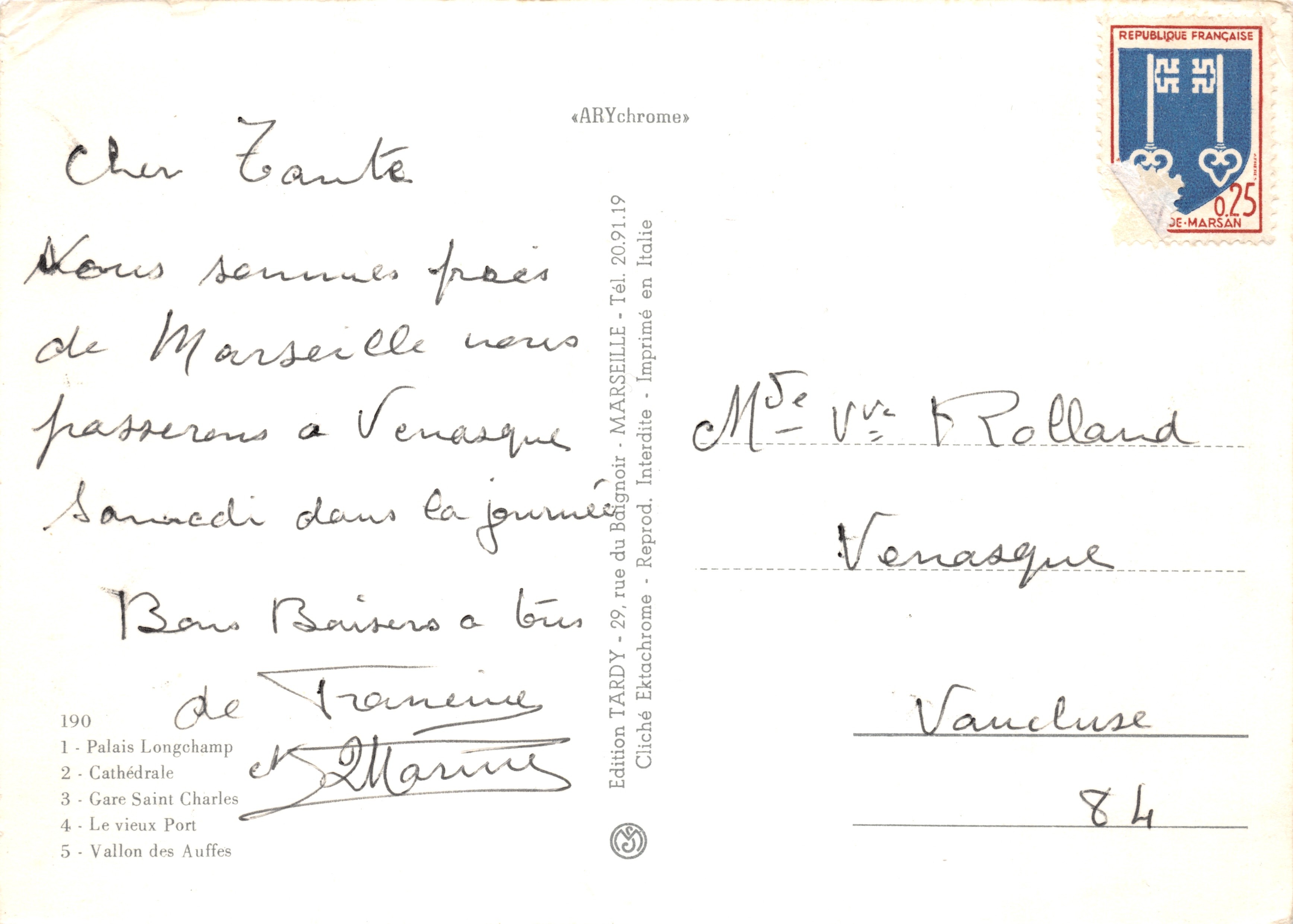 Marseille — vue panoramique composée de 5 scènes — Édition TARDY — Back
