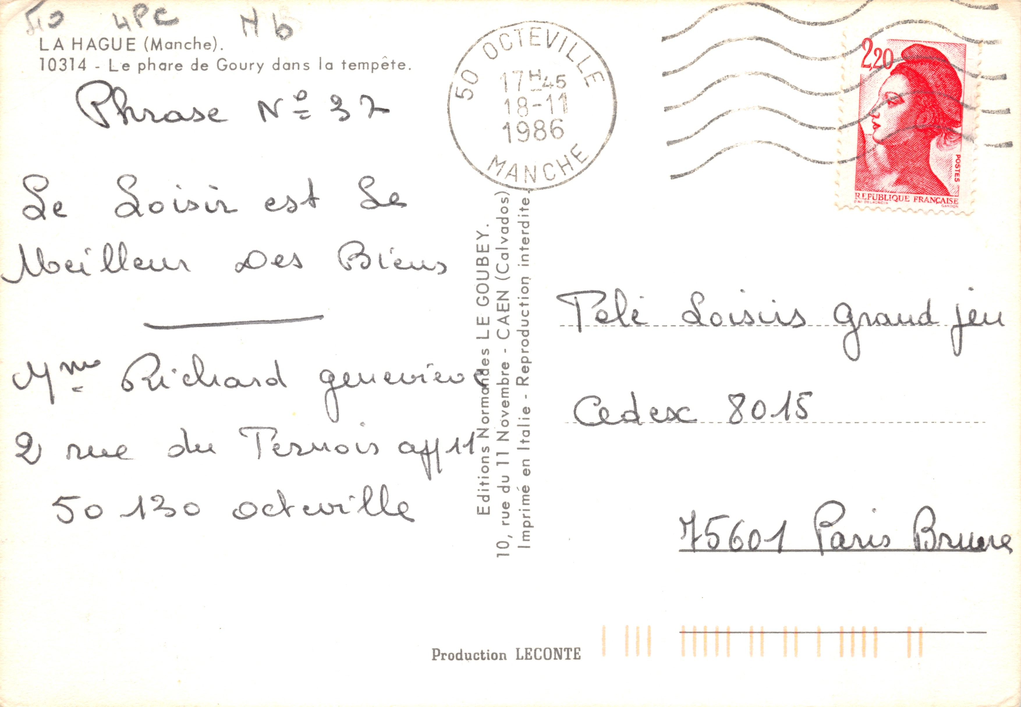 Phare de Goury — dans la tempête — Éditeur Emy — Reverso