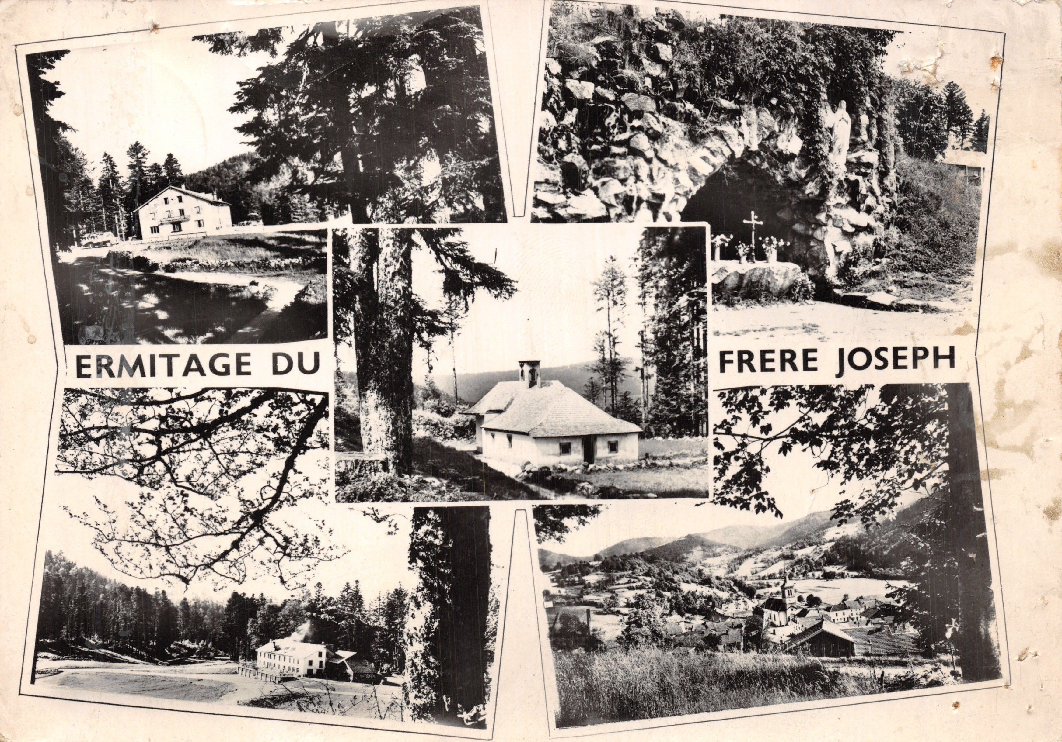 Ermitage du Frère Joseph — collage de paysages et bâtiments dans les Vosges — Éditions des Frères Joseph, Lyon