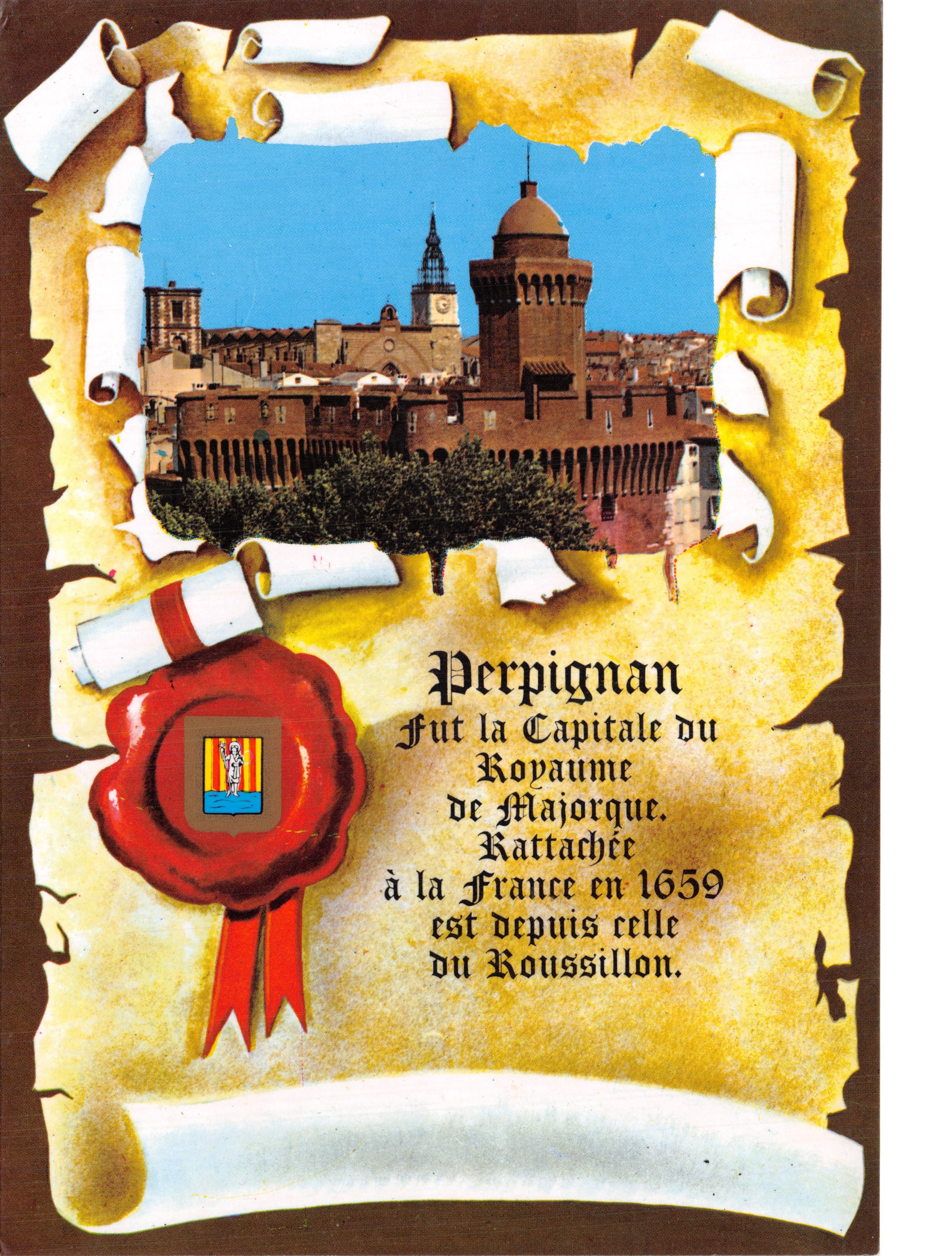 Perpignan — vue du château et de la cathédrale — Éditions DINO - 66000 Perpignan
