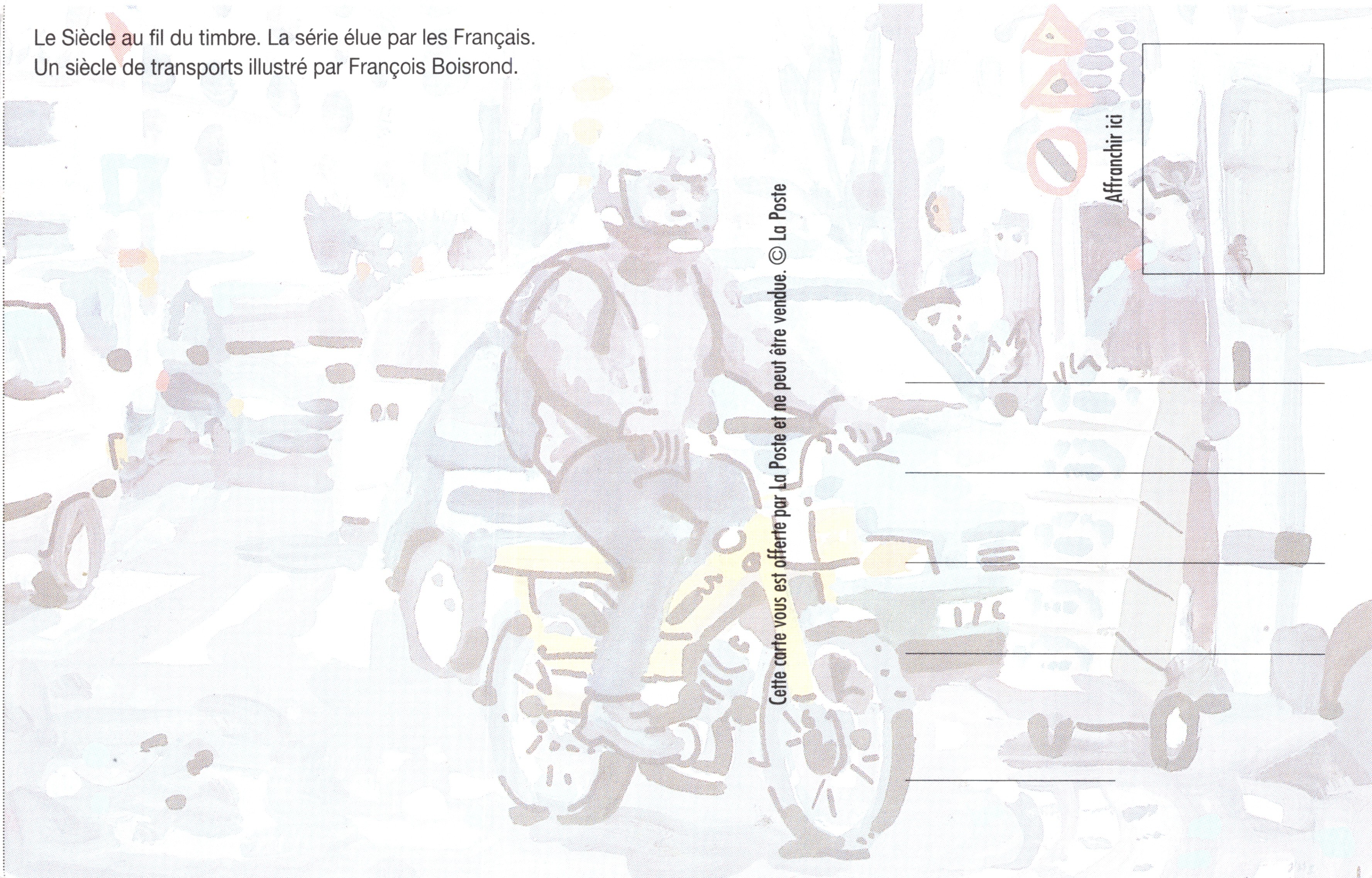 Livraison à vélo — scène urbaine — éditeur La Poste, série 'Le Siècle au fil du timbre' — Reverso