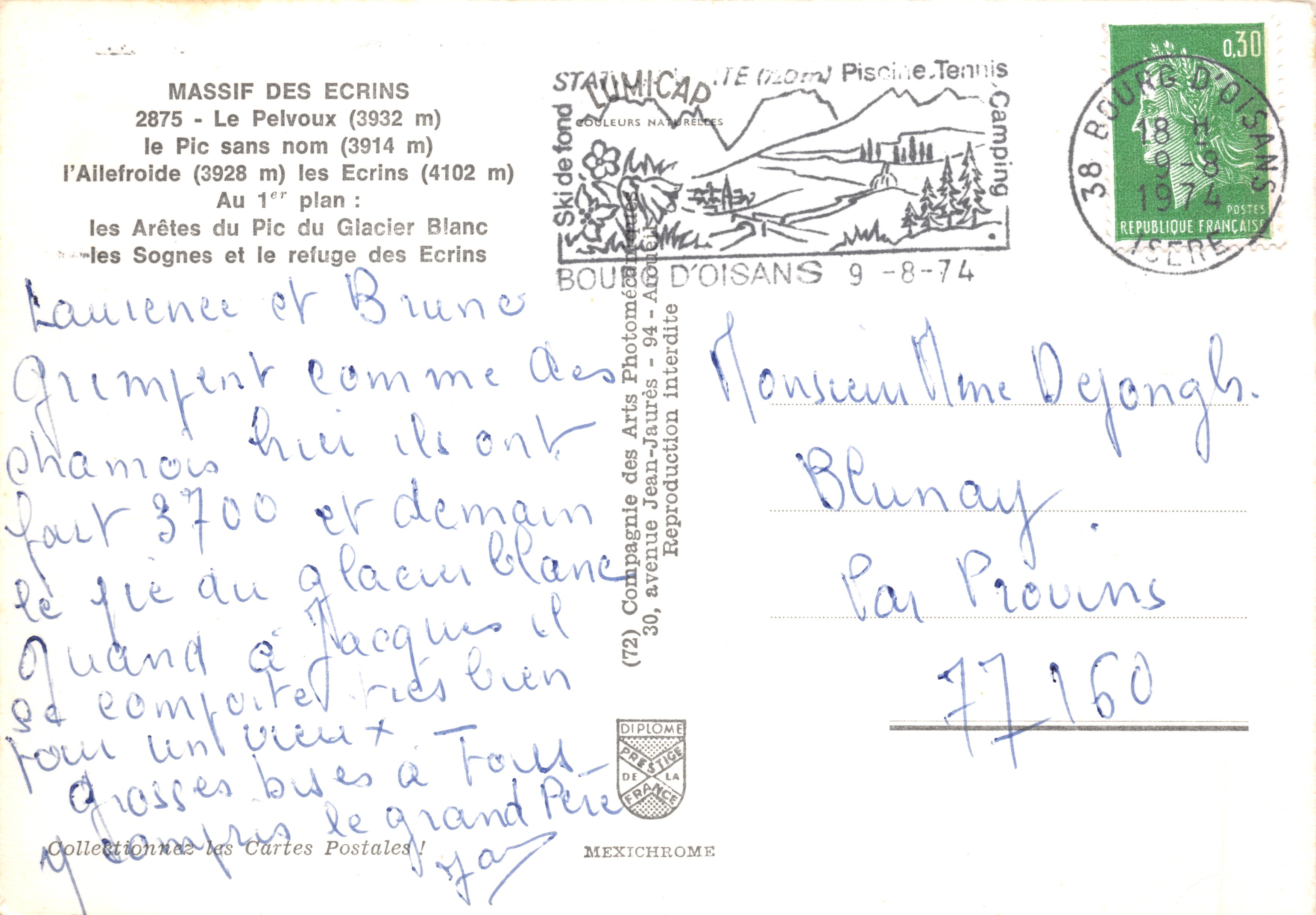 Massif des Écrins — vue du glacier et des sommets enneigés — éditeur IRIS — Reverso