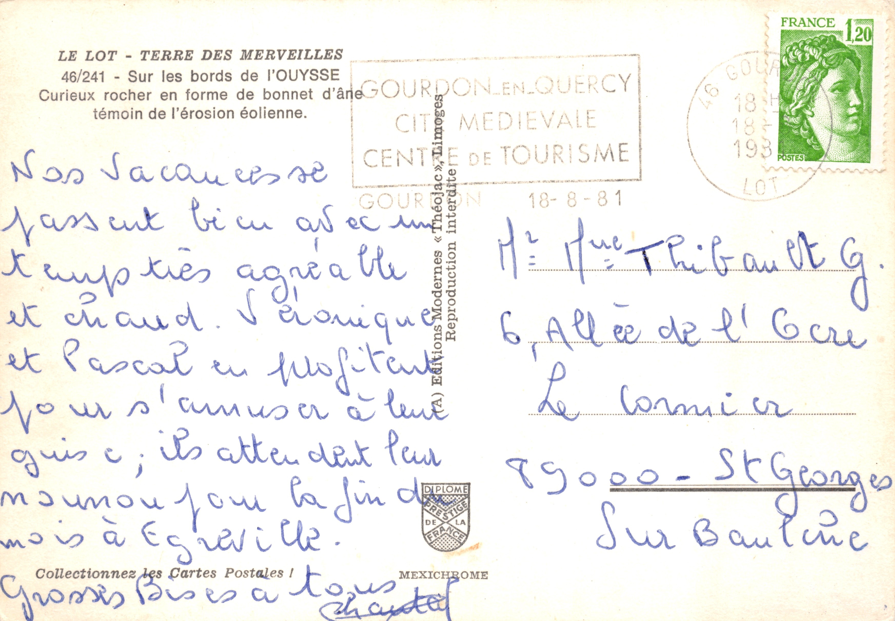 Le Lot - Terre des Merveilles — rochers en forme de bonnet d'âne, éditeur IRIS, n°46/241 — Reverso