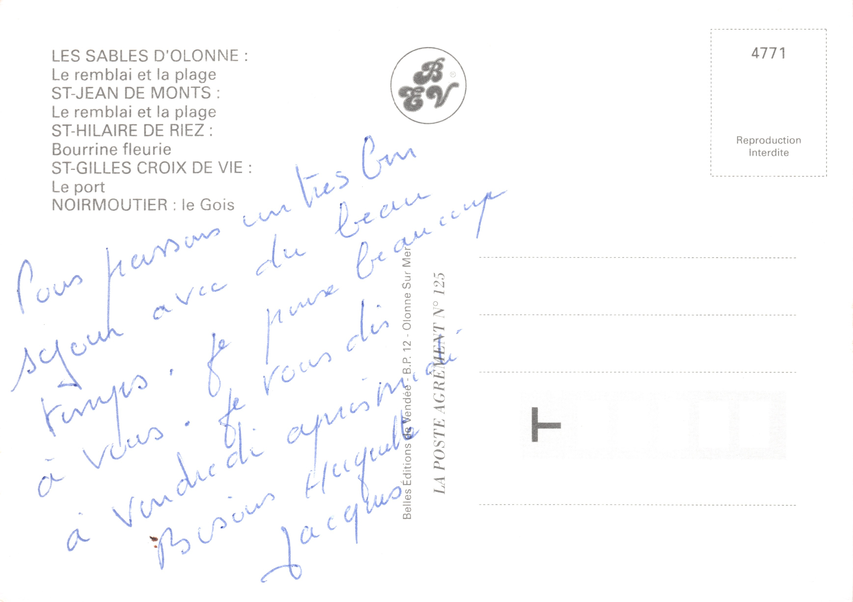 Côte Vendéenne — vue panoramique avec carte et scènes locales — Éditions de la Poste Vendée — Reverso