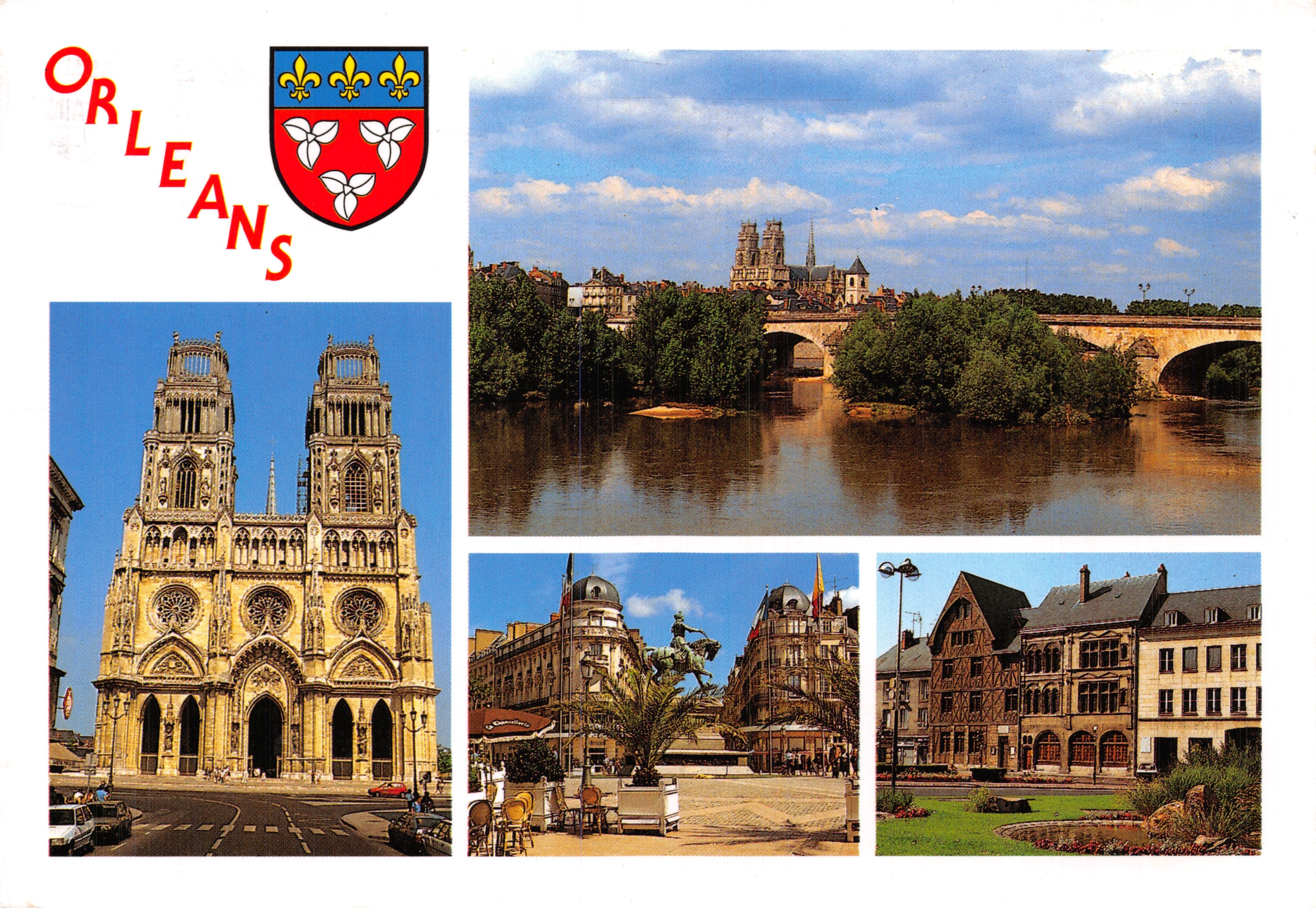 Orléans — uitzicht op de Loire, kathedraal, plein du Martroi, huis van Jeanne d'Arc — uitgever Ligneau