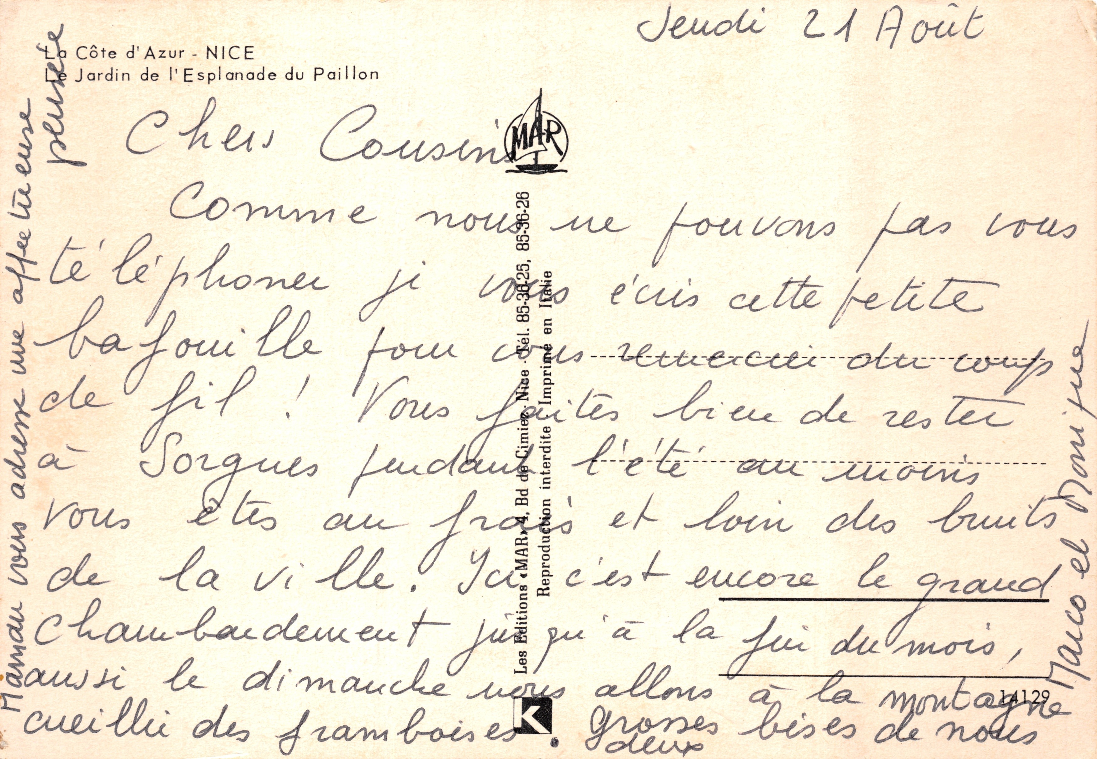 Nice — Jardin de l'Esplanade du Paillon — Éditions MAR — Rückseite