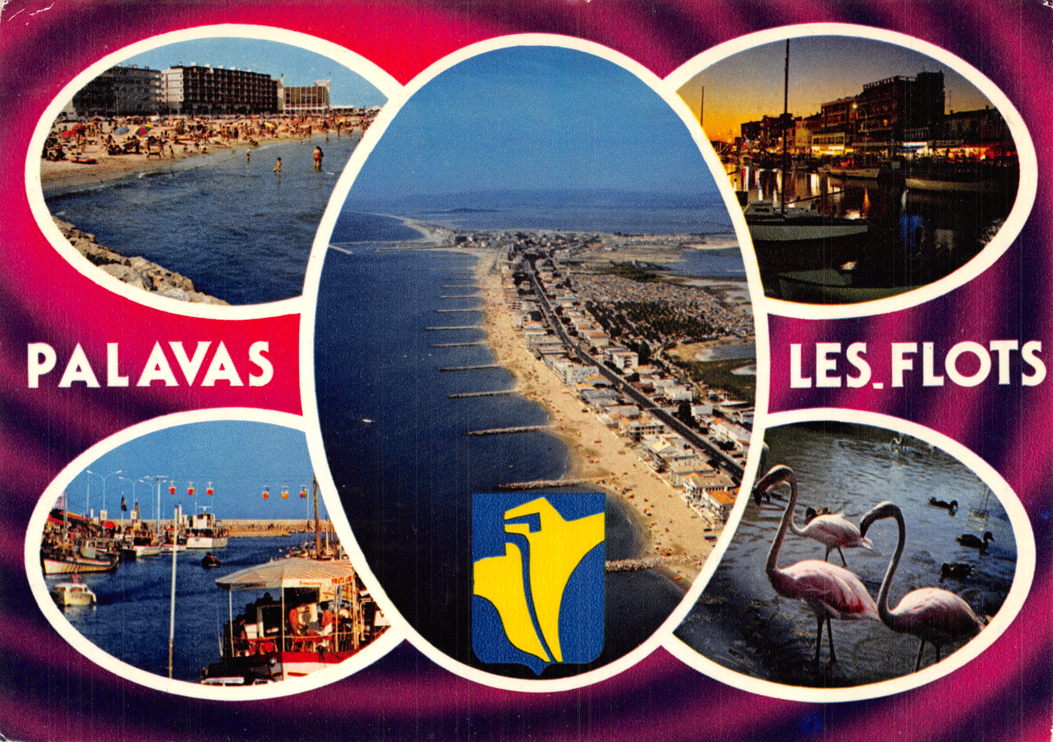 Palavas-les-Flots — vista aerea della spiaggia e spiagge, con i flots e gli flaminghi rosa — Editions de France