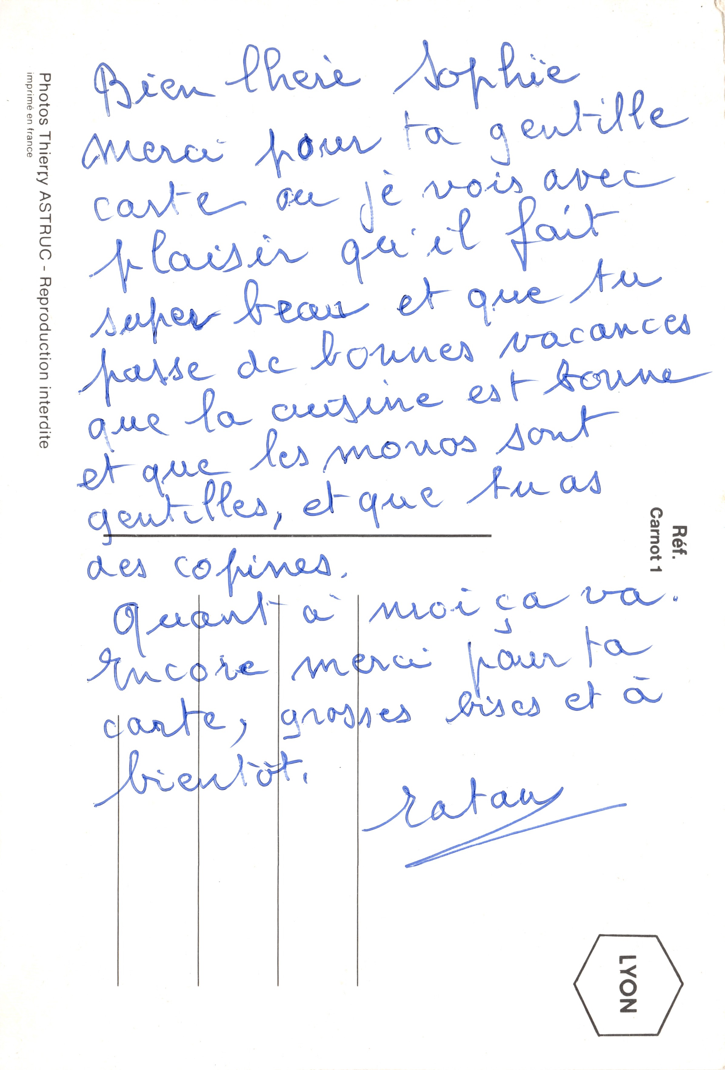 LYON. Place Carnot en ingang van de rue Victor Hugo — uitgever Thiery ASTRUC, Ref. Carnot 1 — Achterkant