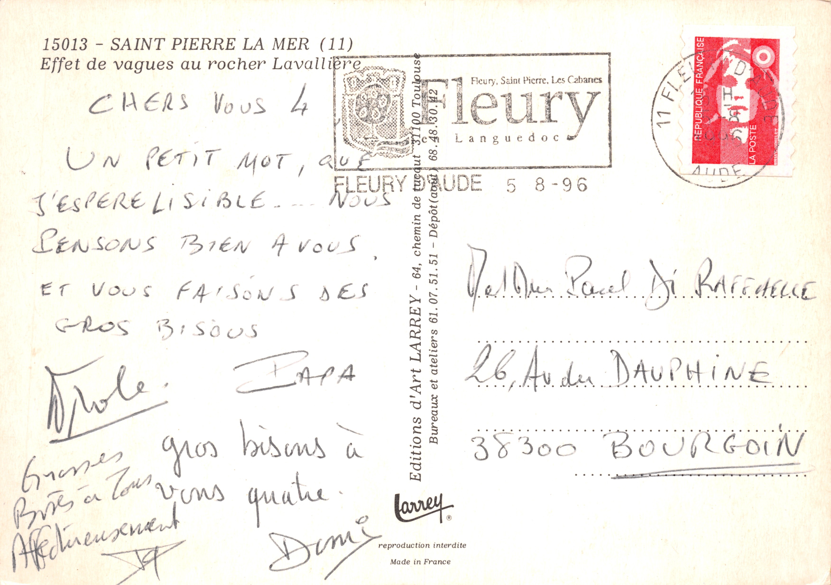 Saint-Pierre-la-Mer — Wellen auf den Felsen — Editions Fleury — Rückseite