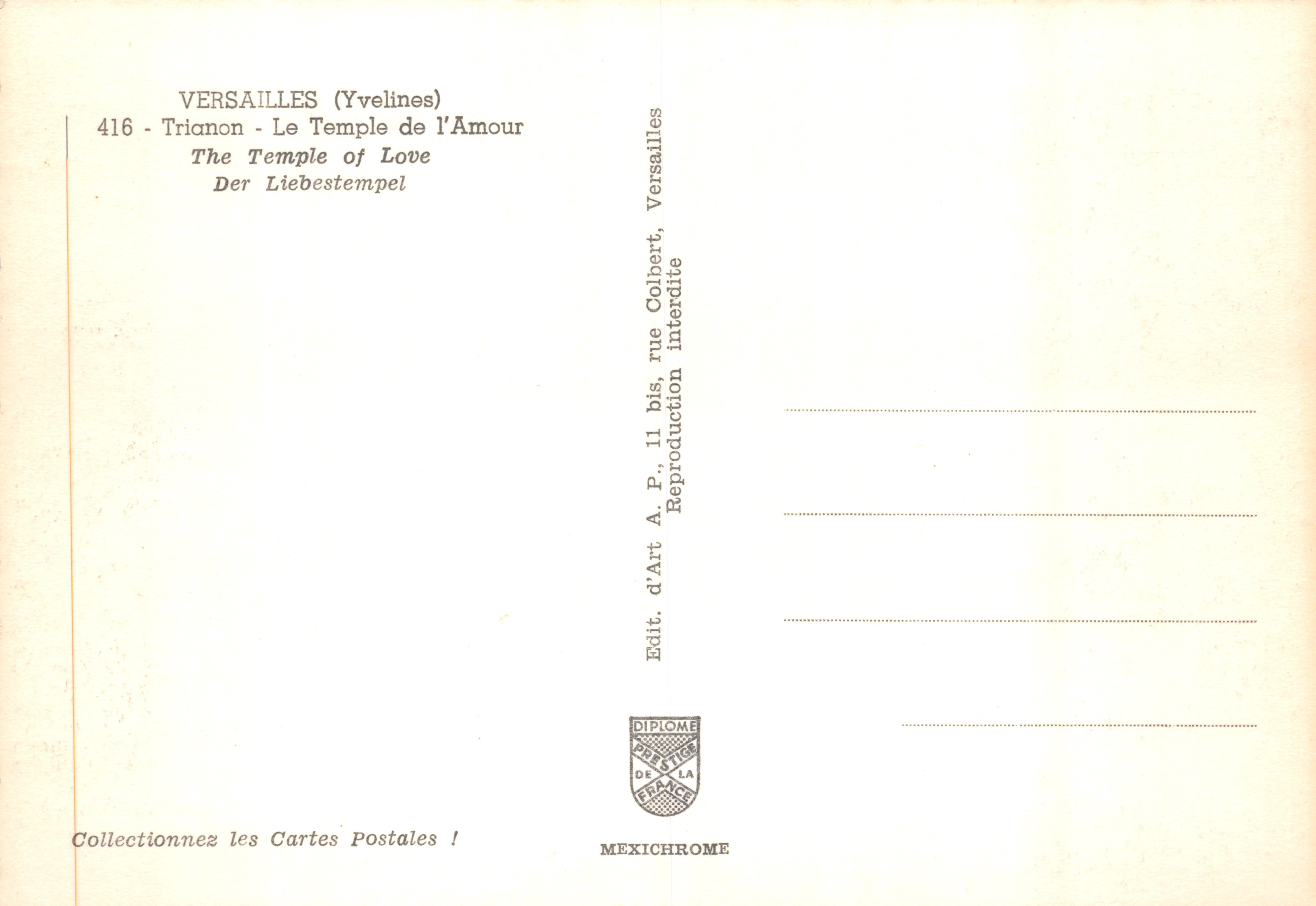 Versailles (Yvelines) — Il Tempio dell'Amore (Trianon) — editore IRIS — Verso