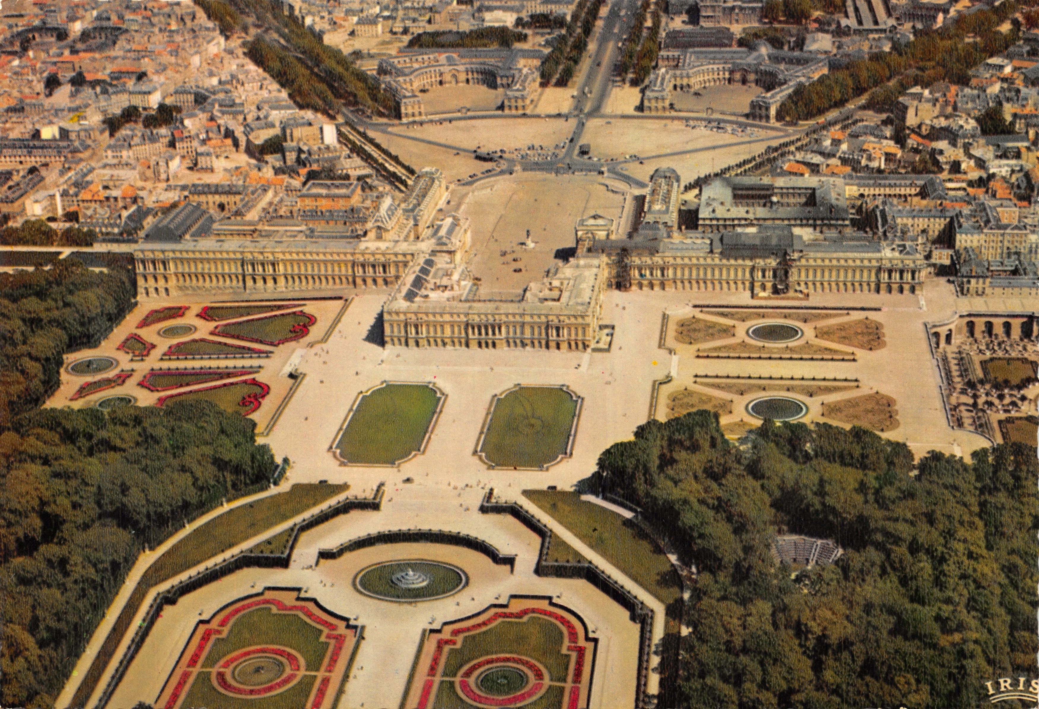 Versailles — Vista aerea del castello e del parco — Editore: Diplôme de l'Espace
