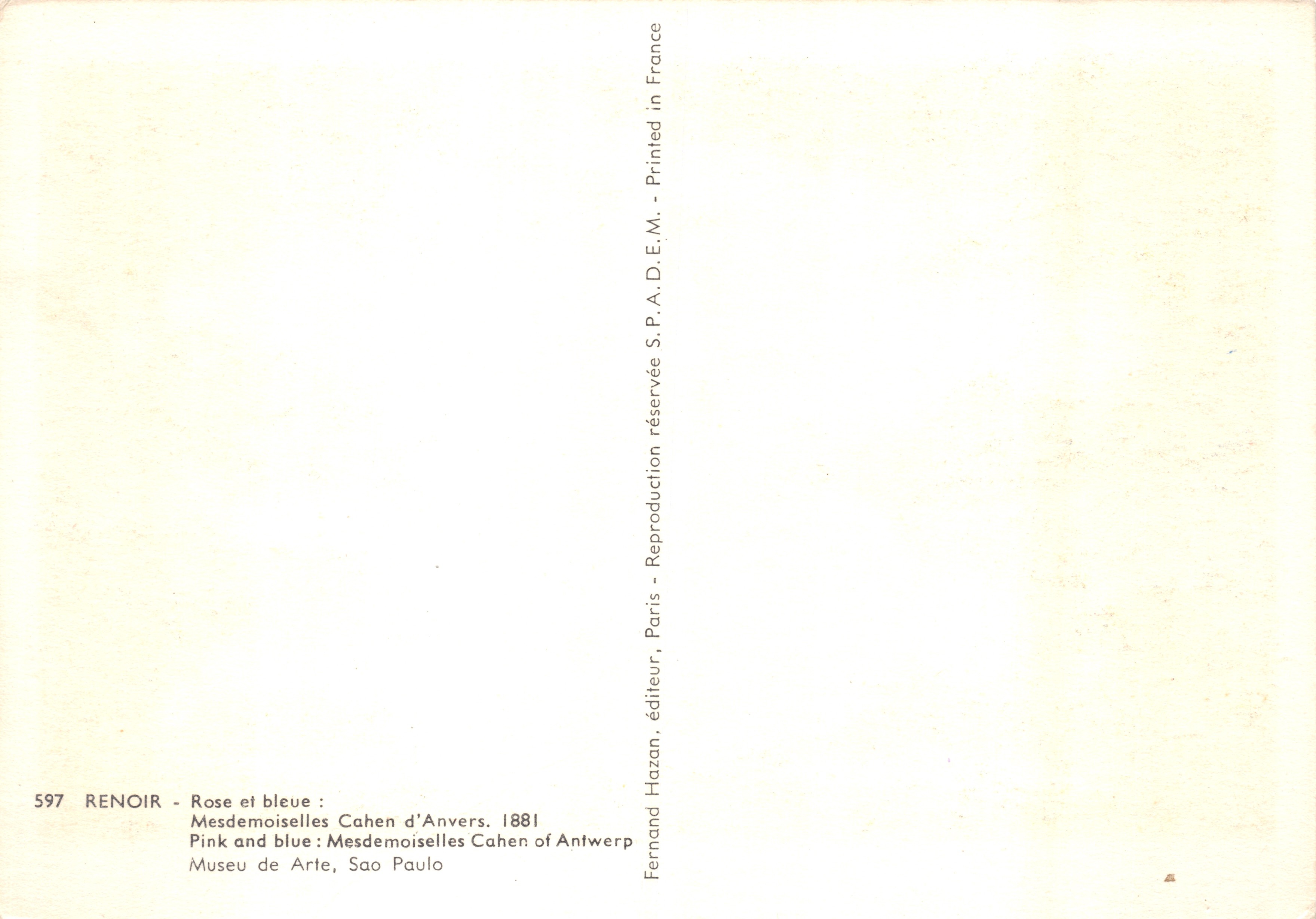 Twee jonge meisjes — buitenlands landschap — uitgever Hazan, n° 597 — Achterkant