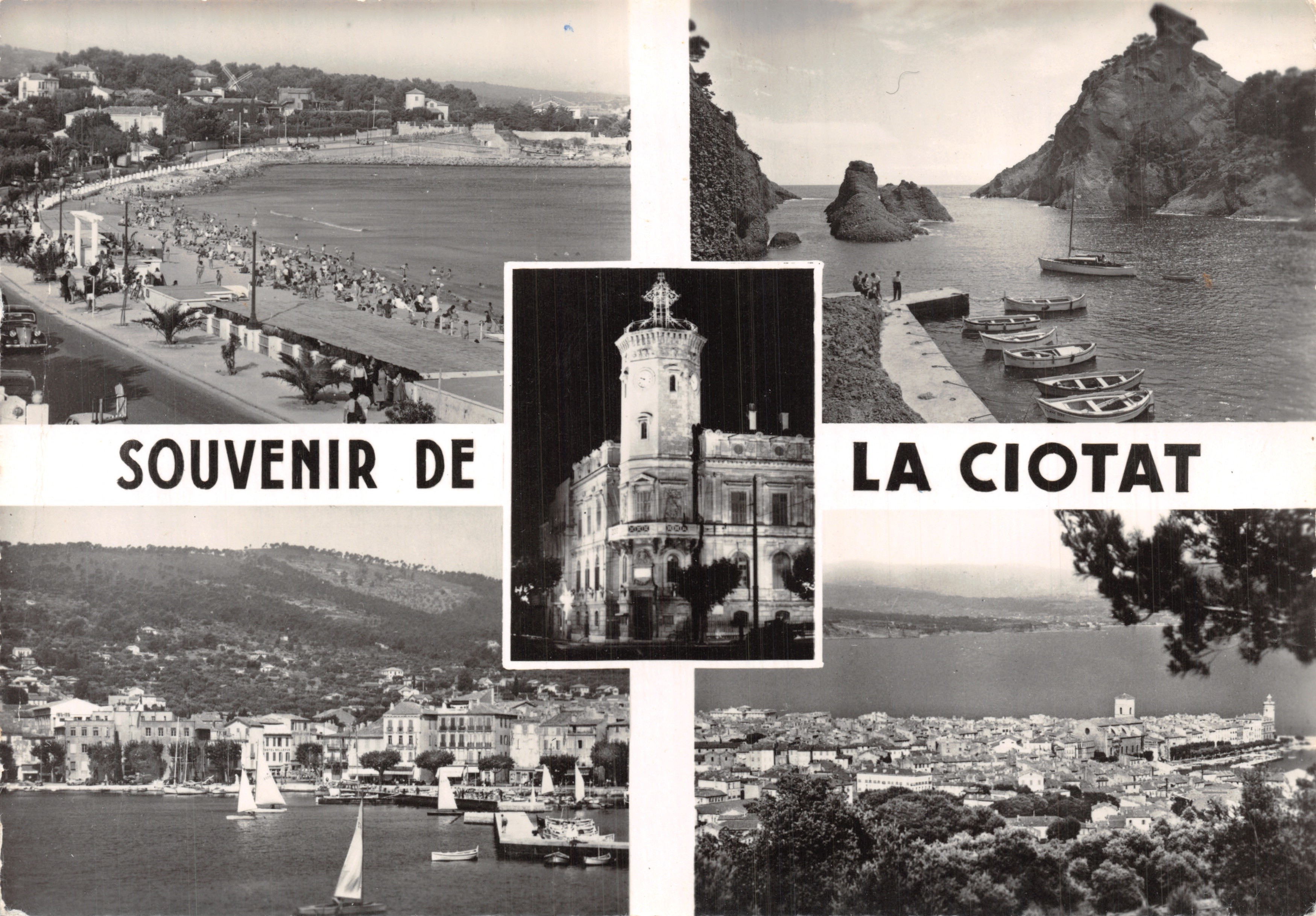 La Ciotat — vista de la playa, faro, puerto y ciudad — Recuerdo de LA CIOTAT, editor SEPT