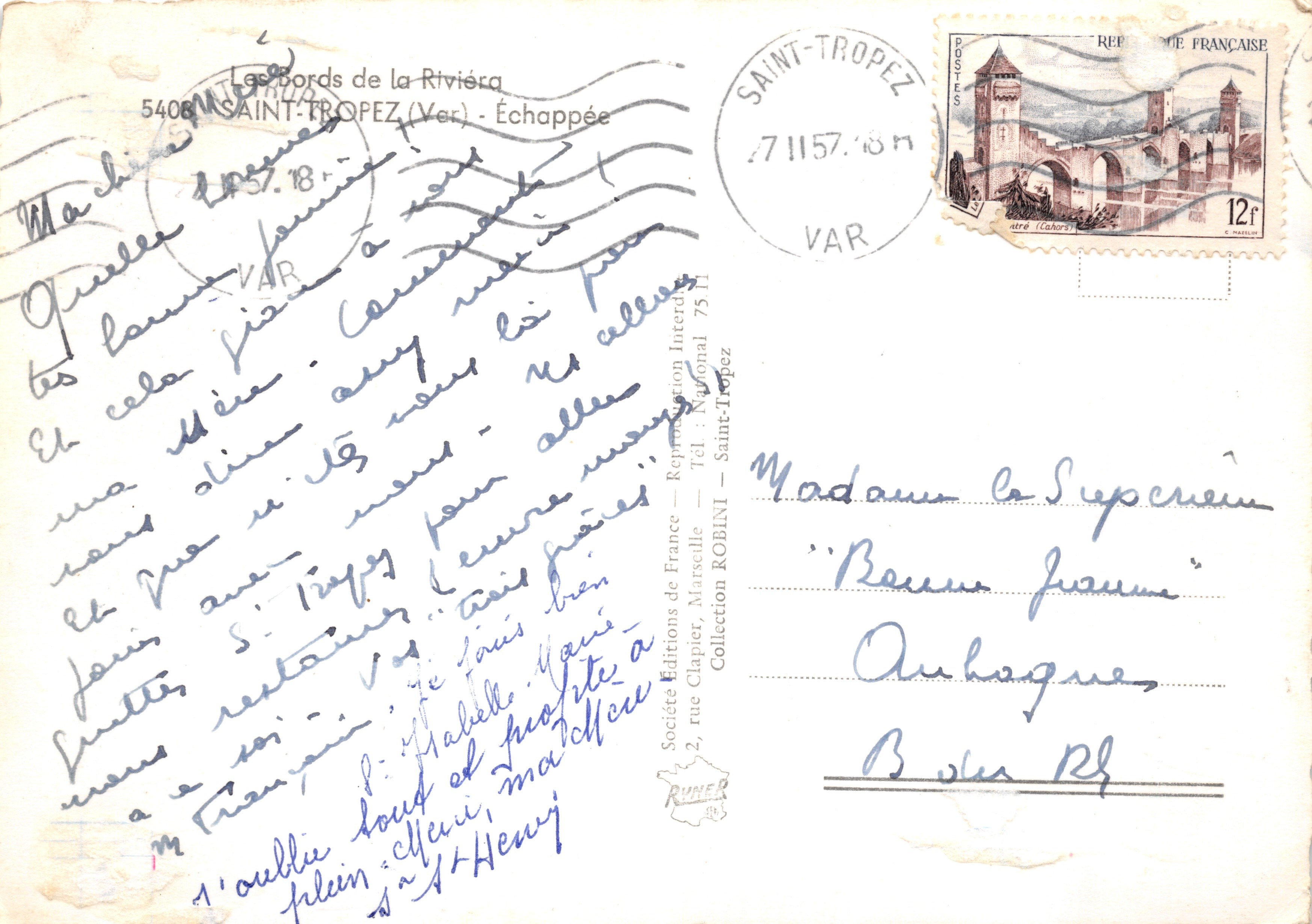 Las orillas del Río — Vista — Éditions de France, Saint-Tropez — Reverso