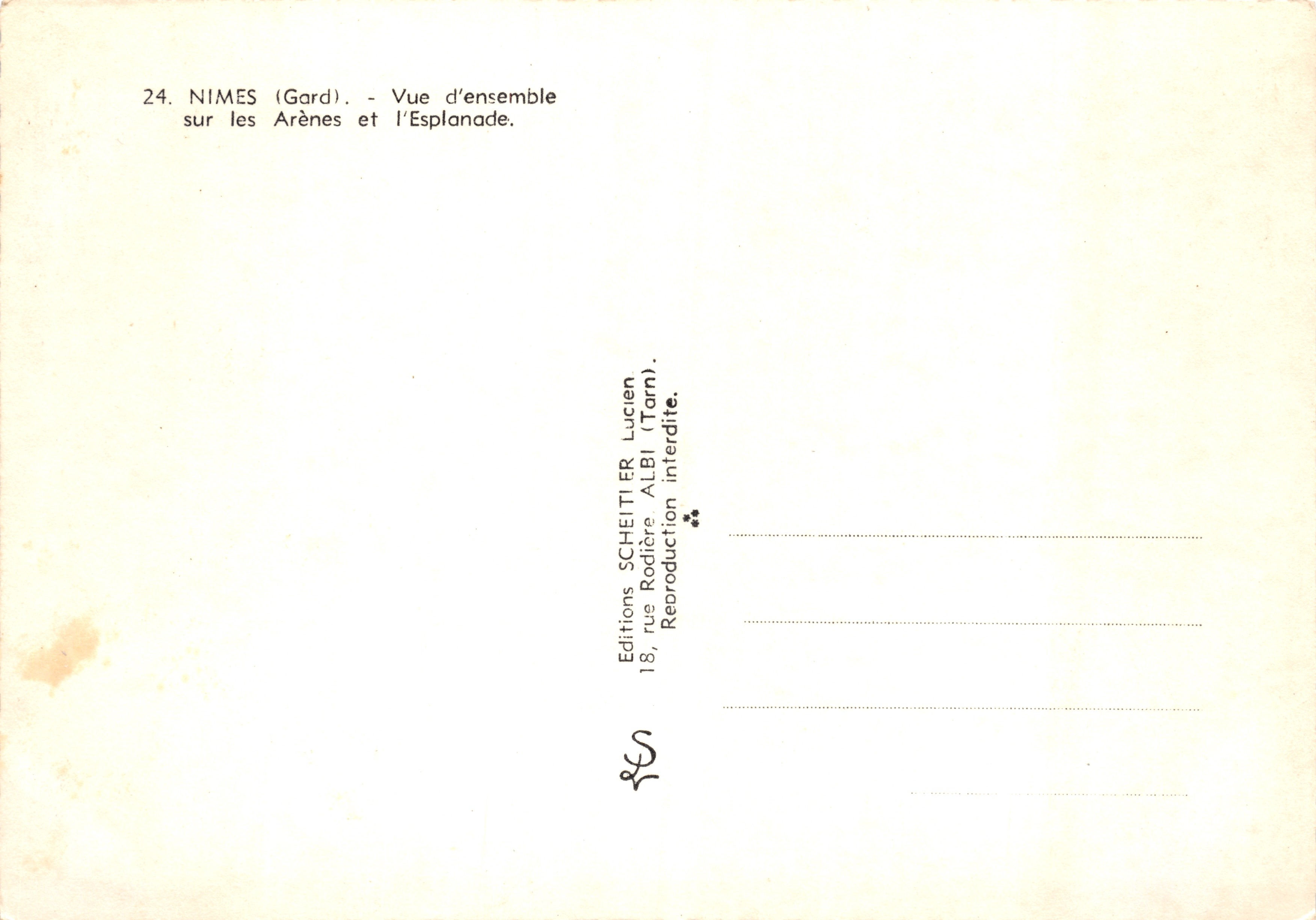 Nîmes (Gard) — Vue d'ensemble sur les Arènes et l'Esplanade — Éditions Scheitier Lucien — Reverso
