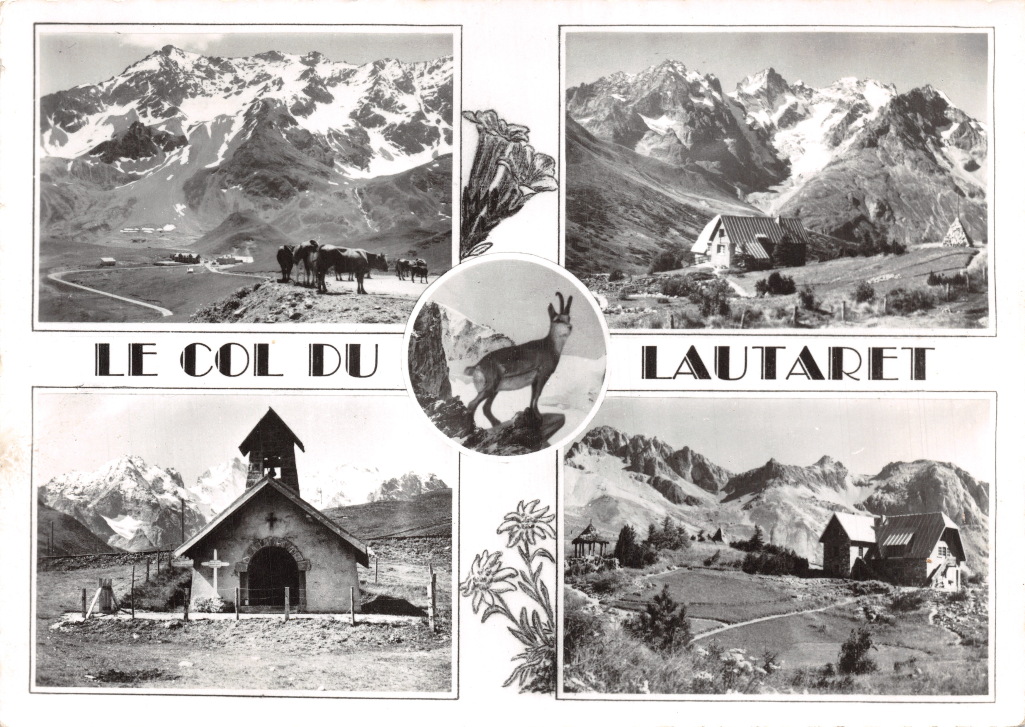 Le Col du Lautaret — panoramisch uitzicht met kapel en geiten — uitgever MEIJE-PHOTO, n° 49 Bis