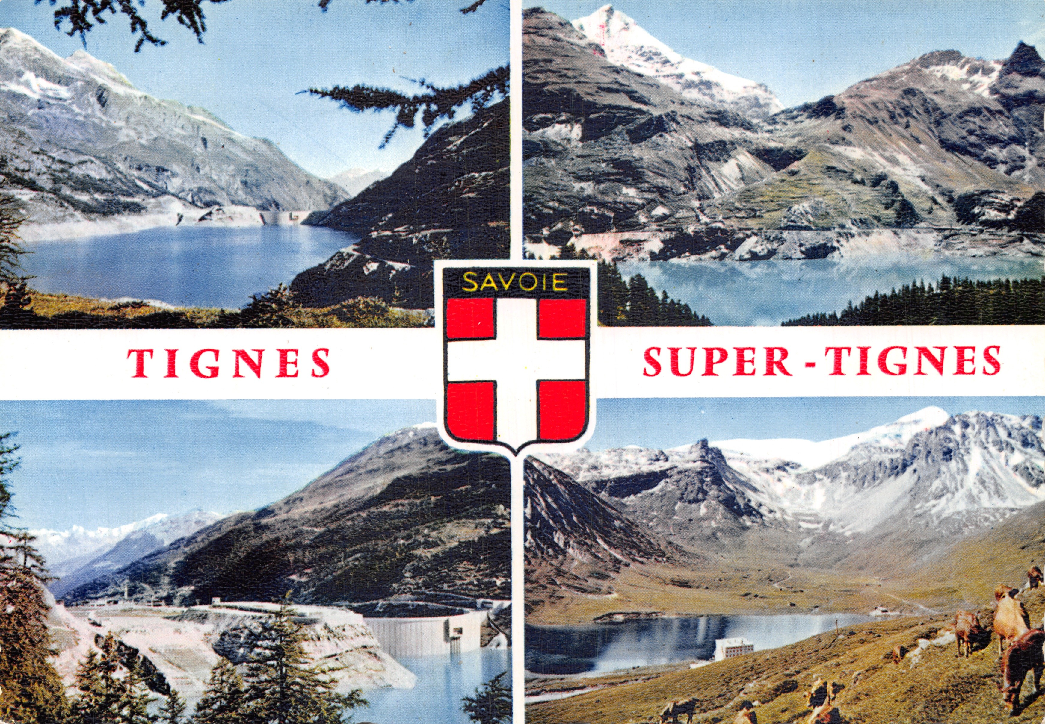 Tignes - Super-Tignes — vue panoramique des montagnes, lac artificiel et barrage — éditeur LUMICAP