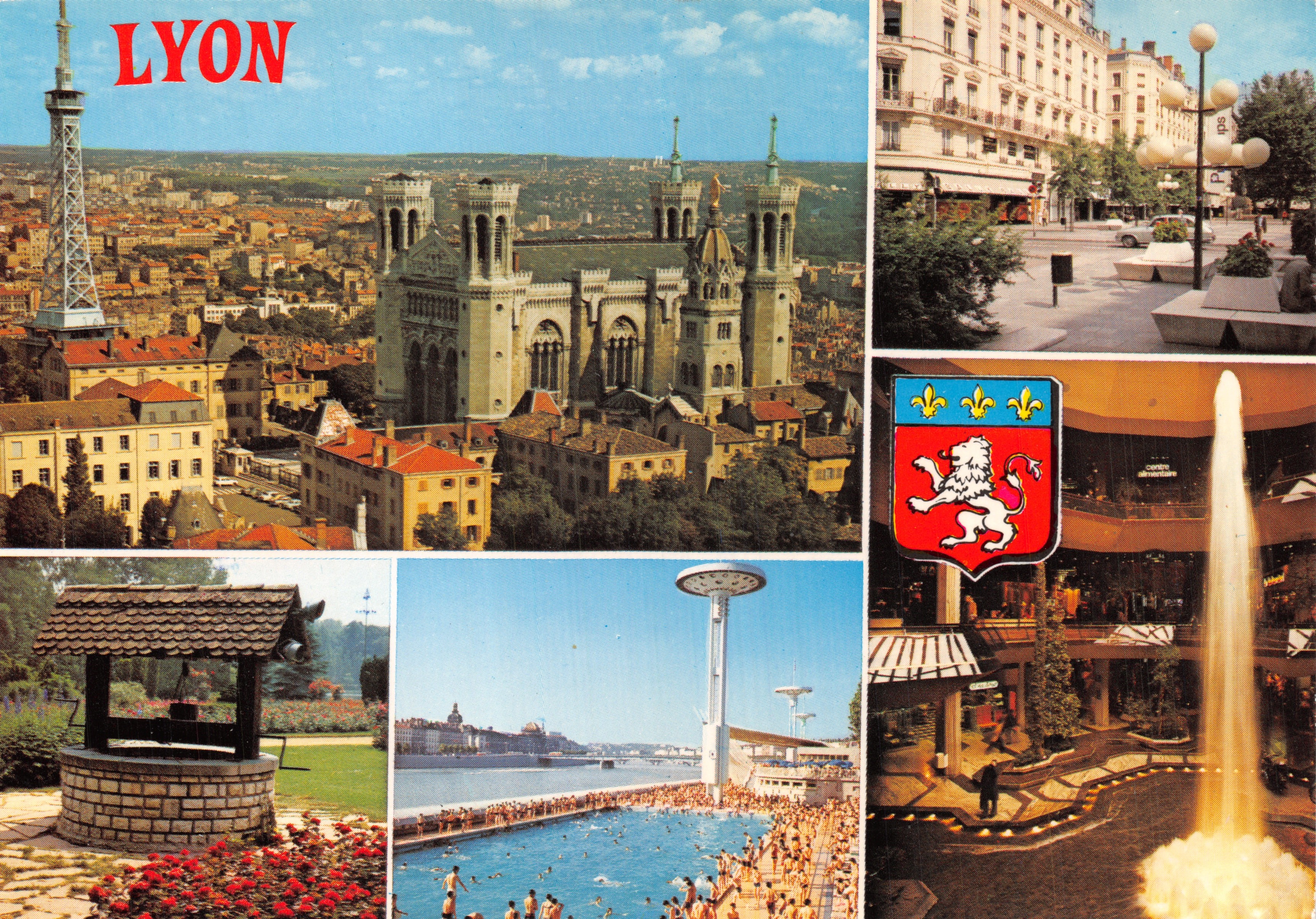 LYON — vista panoramica con cattedrale, torre, fontana e molto altro — Edizioni CELLARD