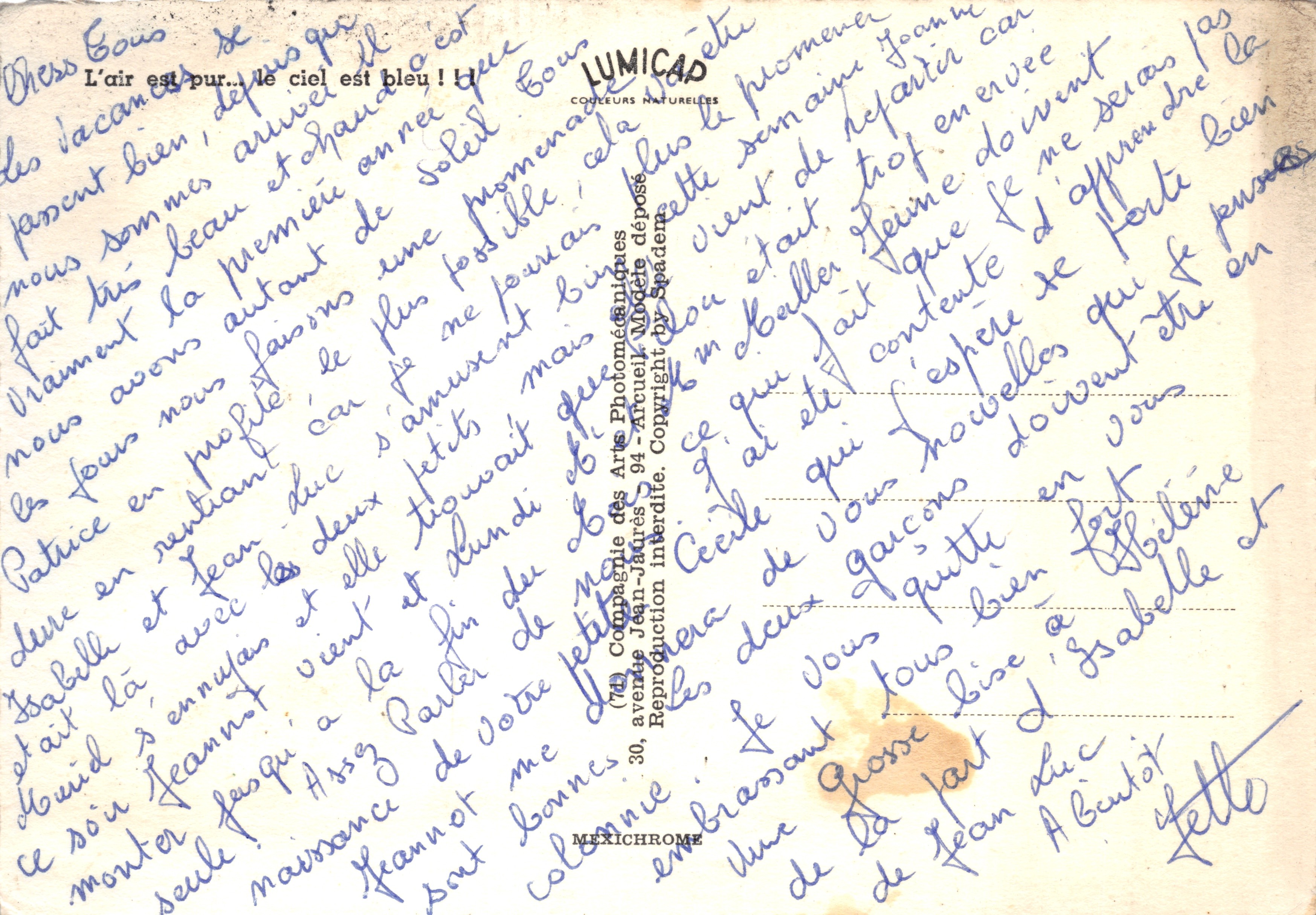 Cielo azul — Escena de paseo — Editor LUMICAD — Reverso