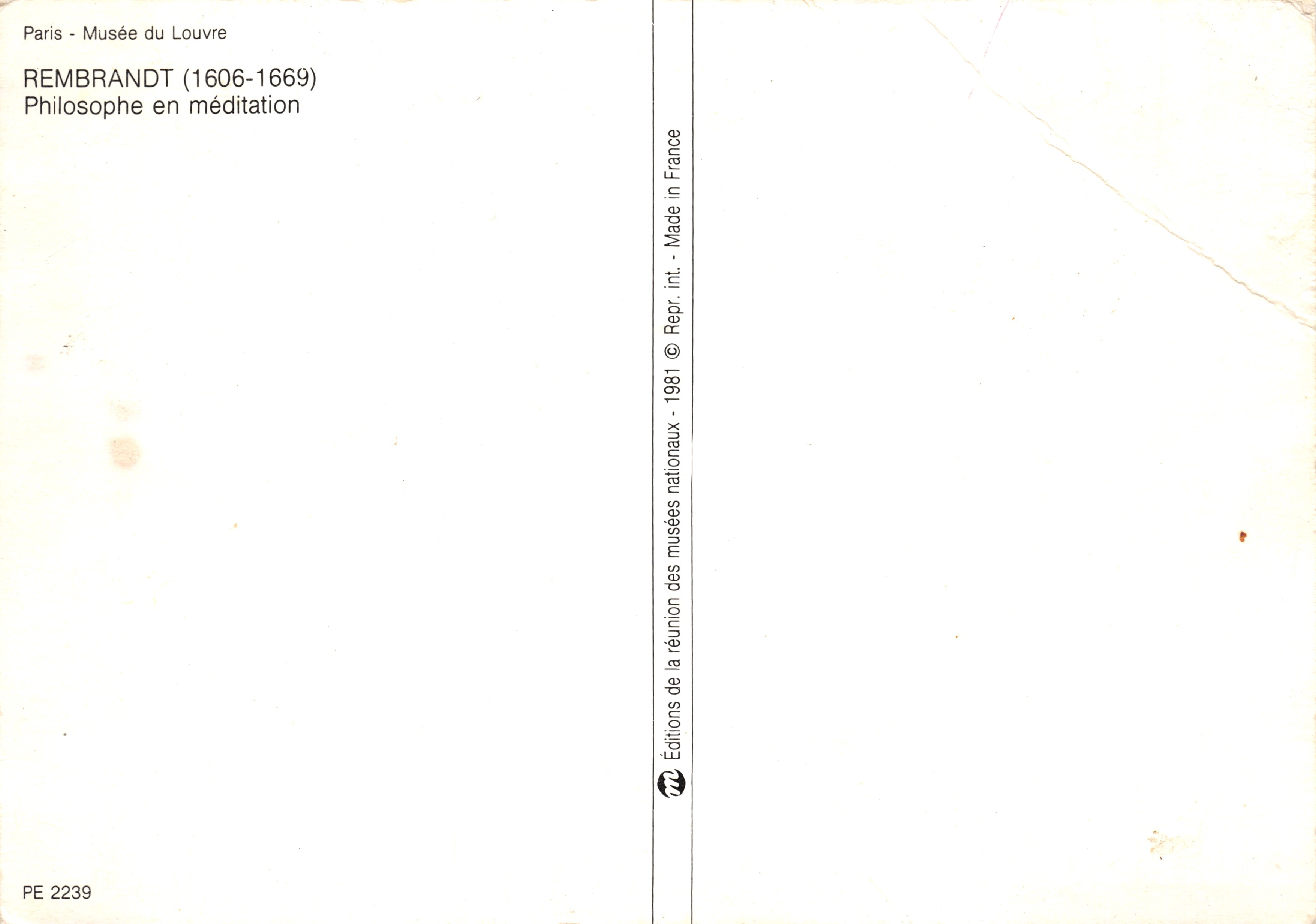 Filosofo in meditazione — scena interna con scalinata a spirale — Editions de la réunion des musées nationaux, PE 2239 — Verso