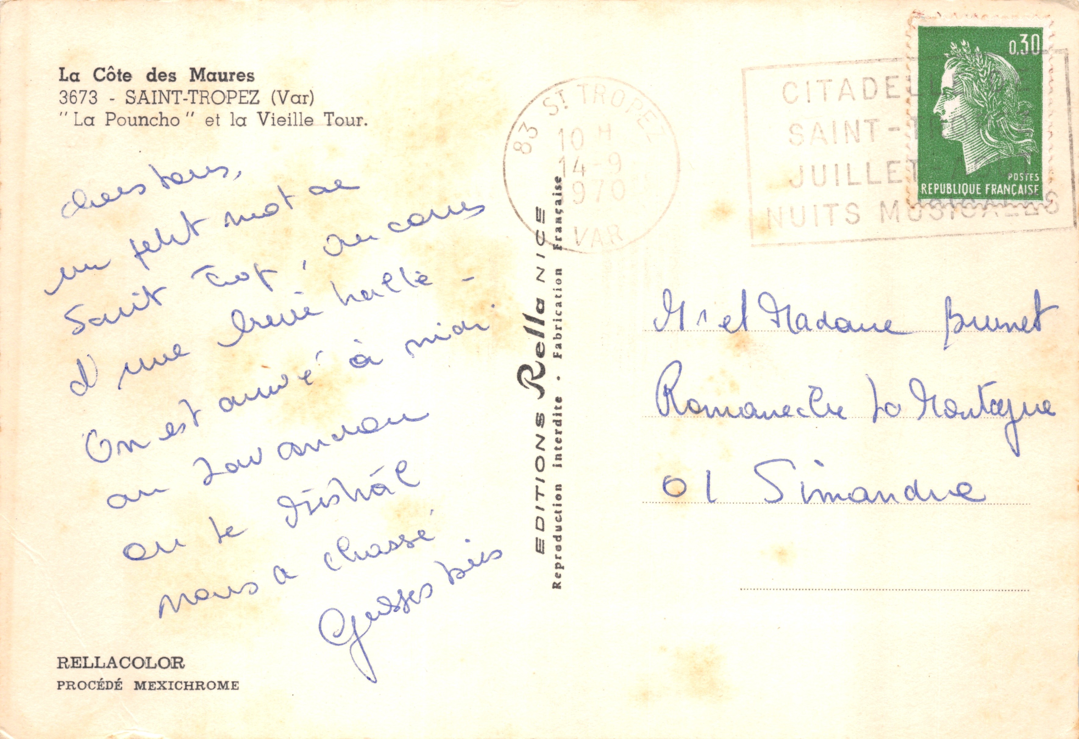 Saint-Tropez — La Pouncho et la Vieille Tour — Éditions Rella — Rückseite