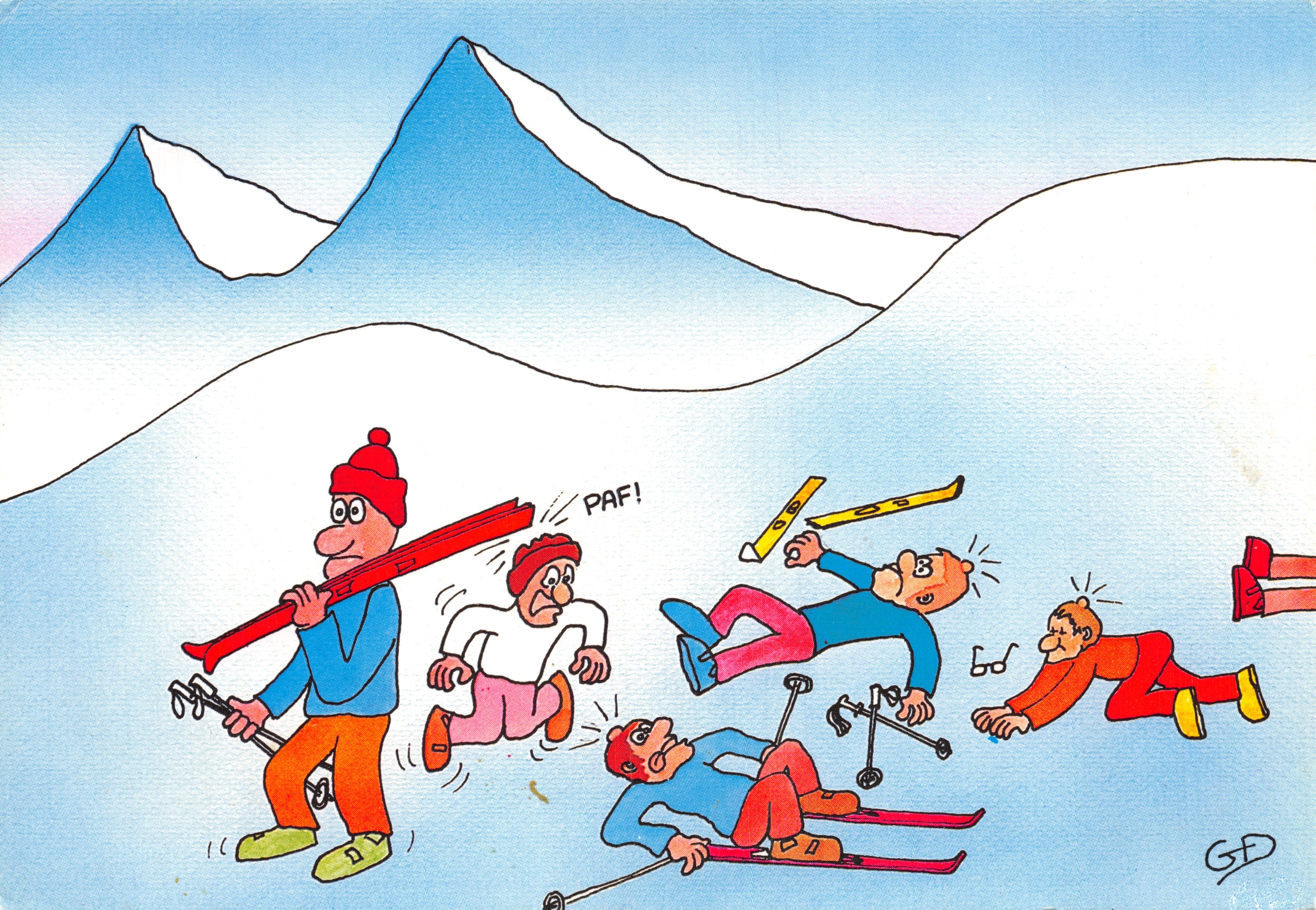 Les joies du ski — dessin Guy Delaunay — édition Mythra