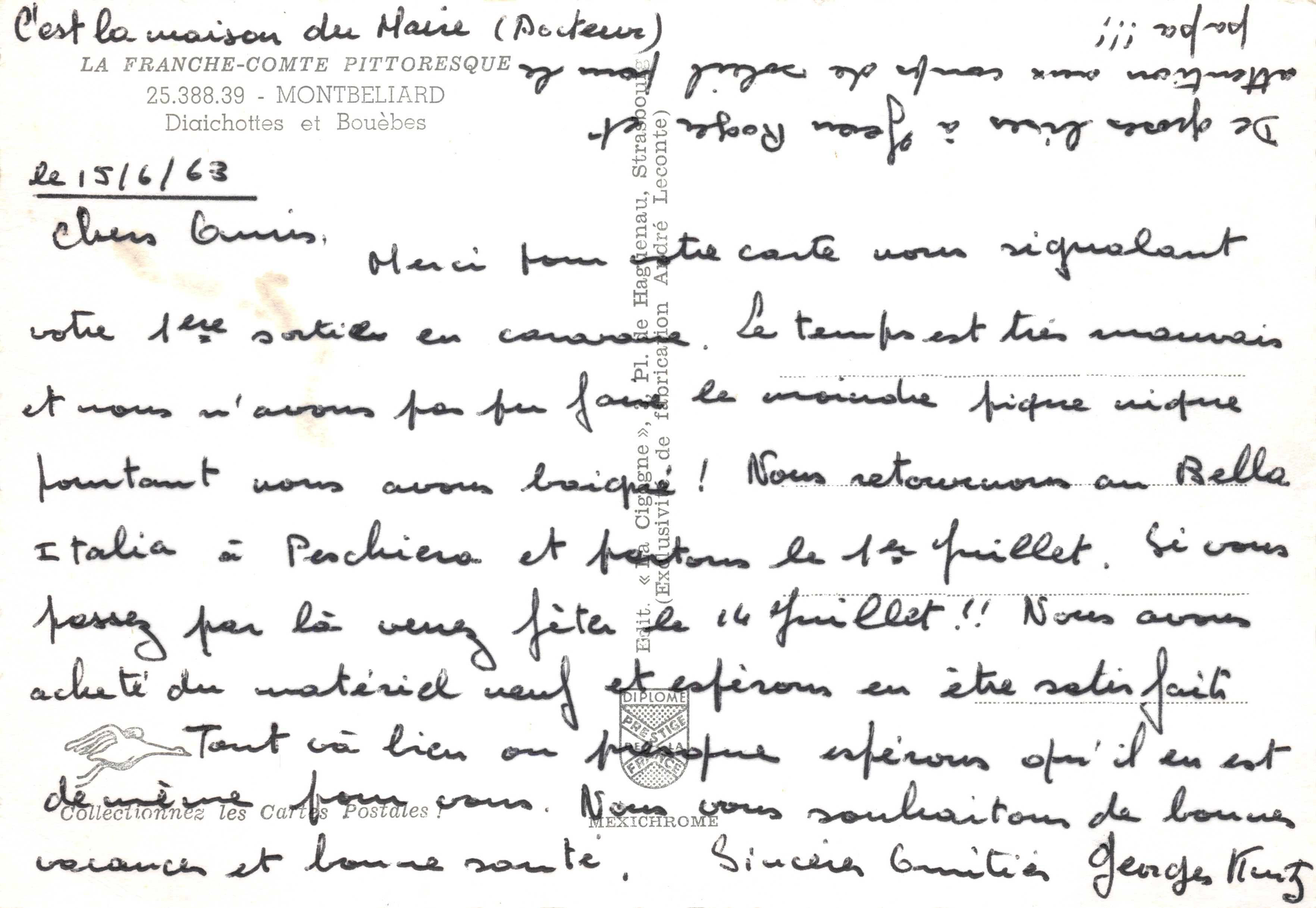 Montbéliard — maison du Maire (Docteur) — éditeur IRIS — Verso