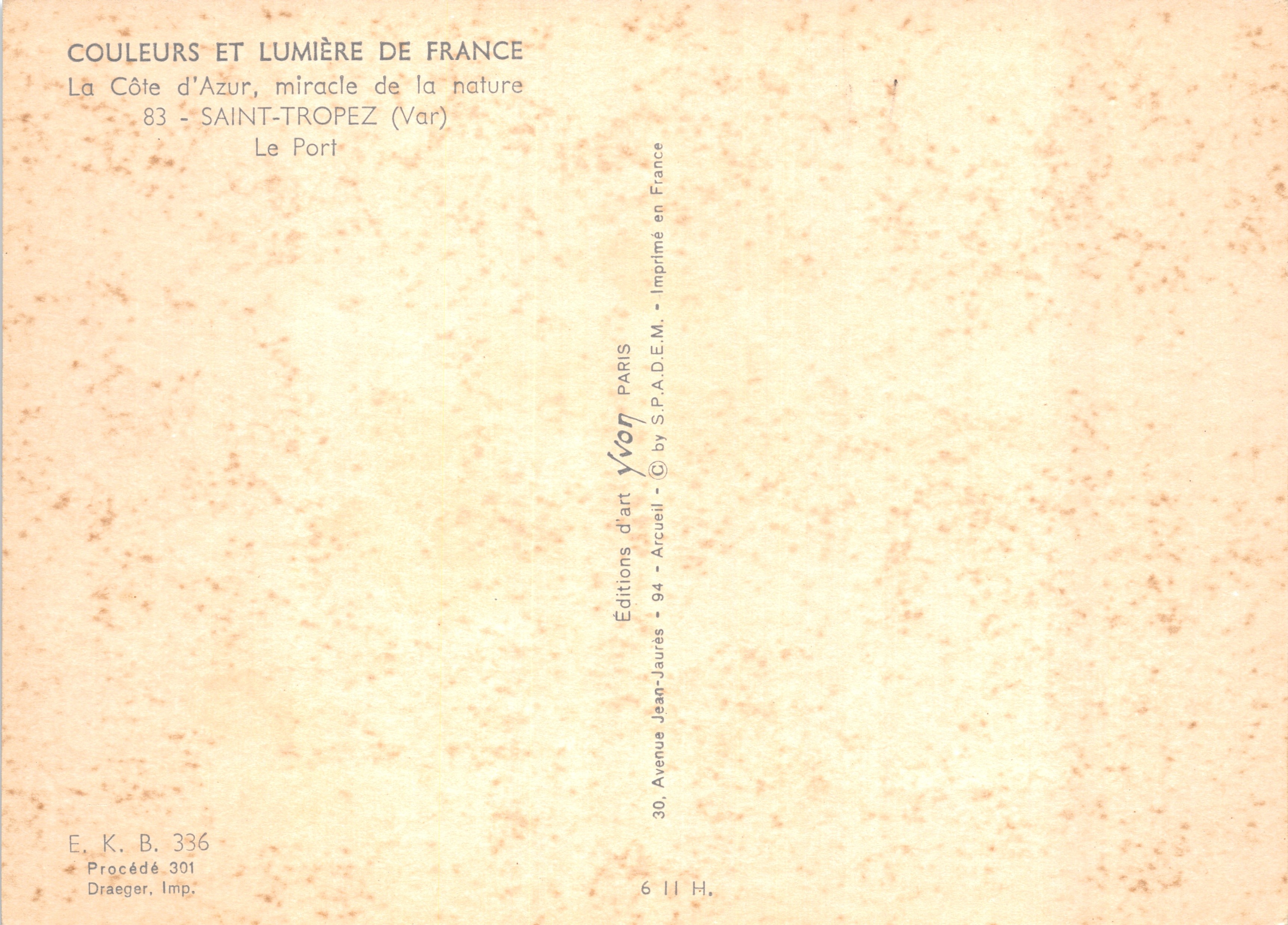 Saint-Tropez — El puerto — Éditions d'art Yvon — Reverso