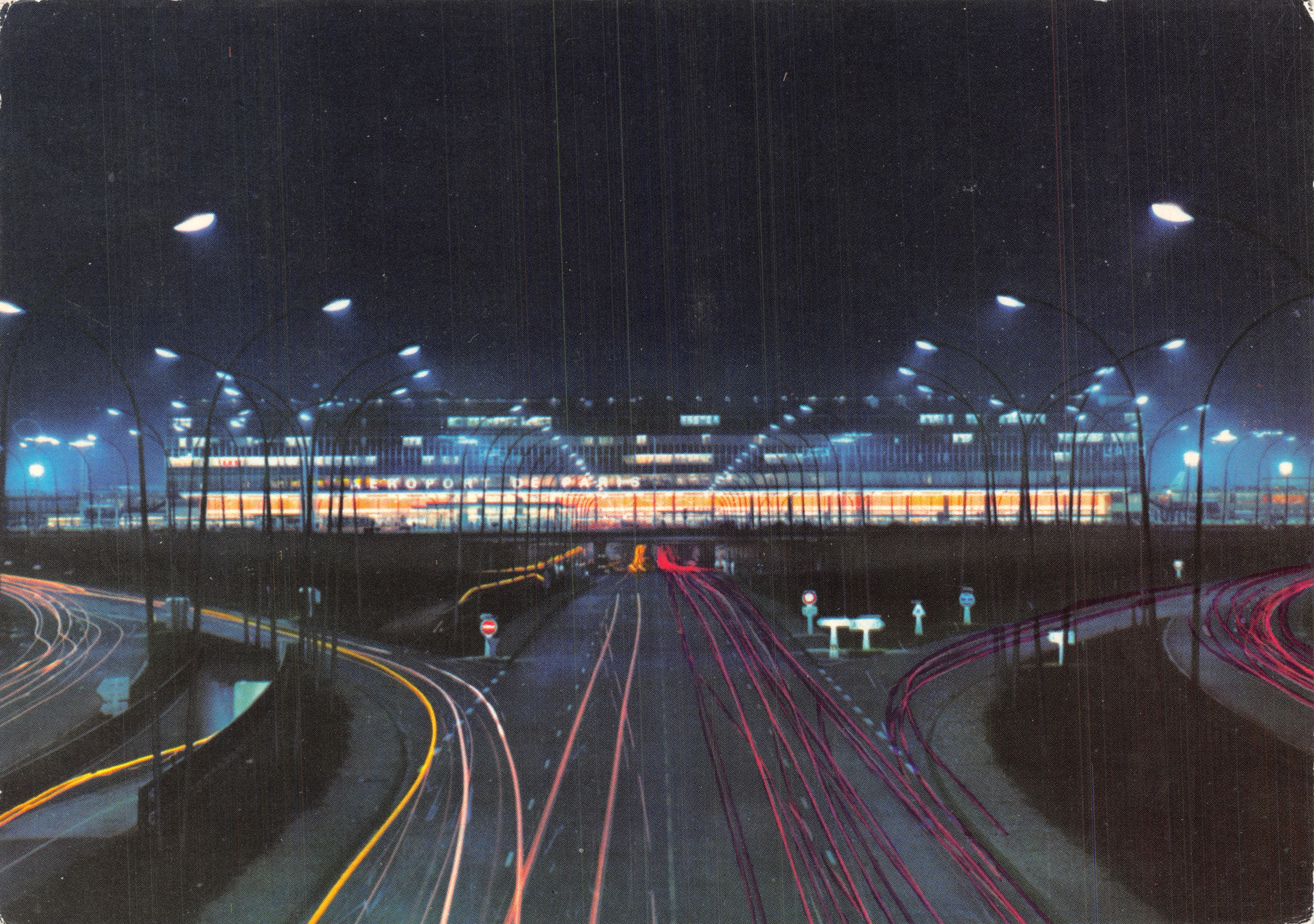 Paris-Orly Airport — Night View of the Terminal — Editions P. I. Paris