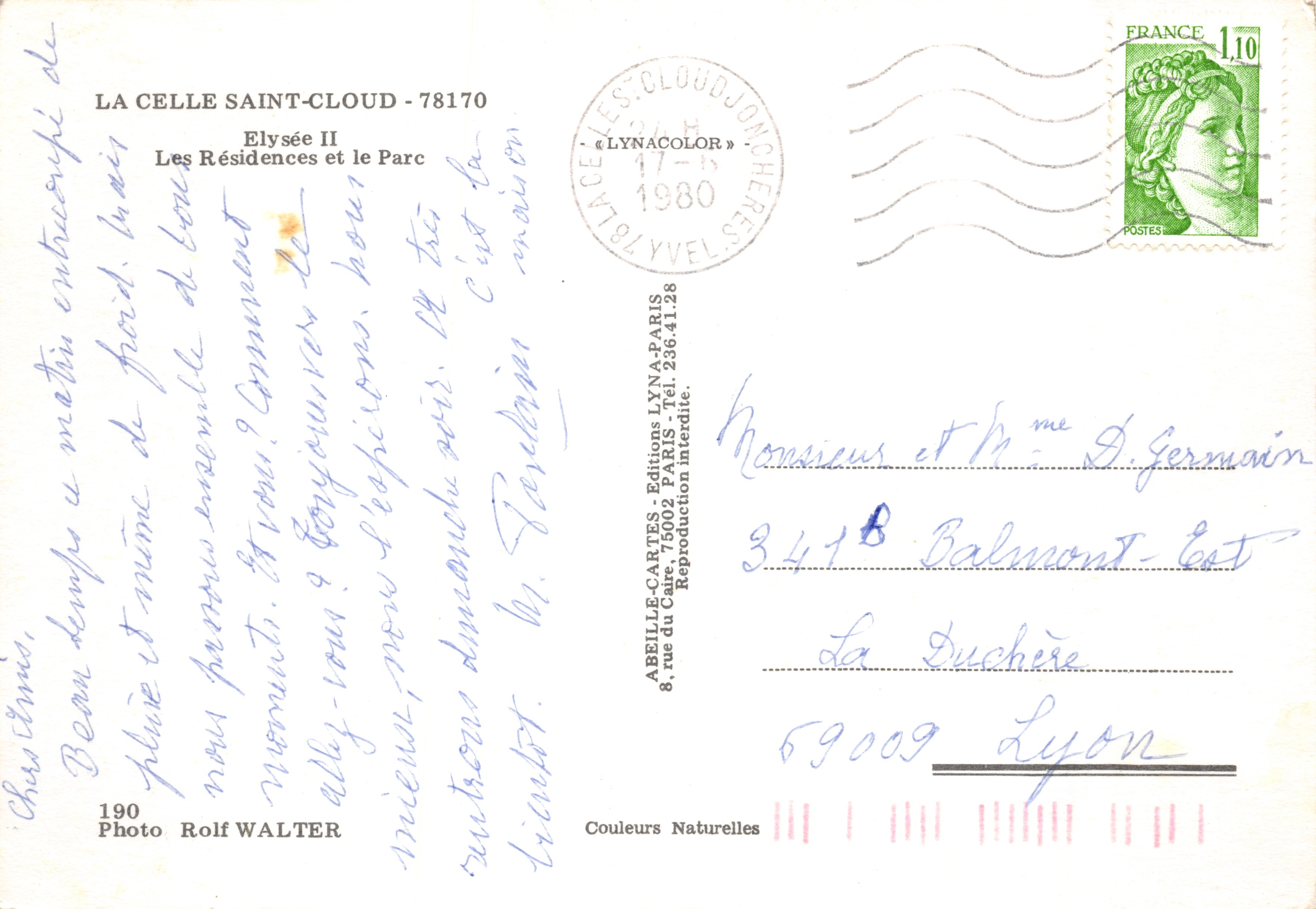Elysée II — Les Résidences et le Parc — Éditions LYNACOLOR, n°190 — Achterkant