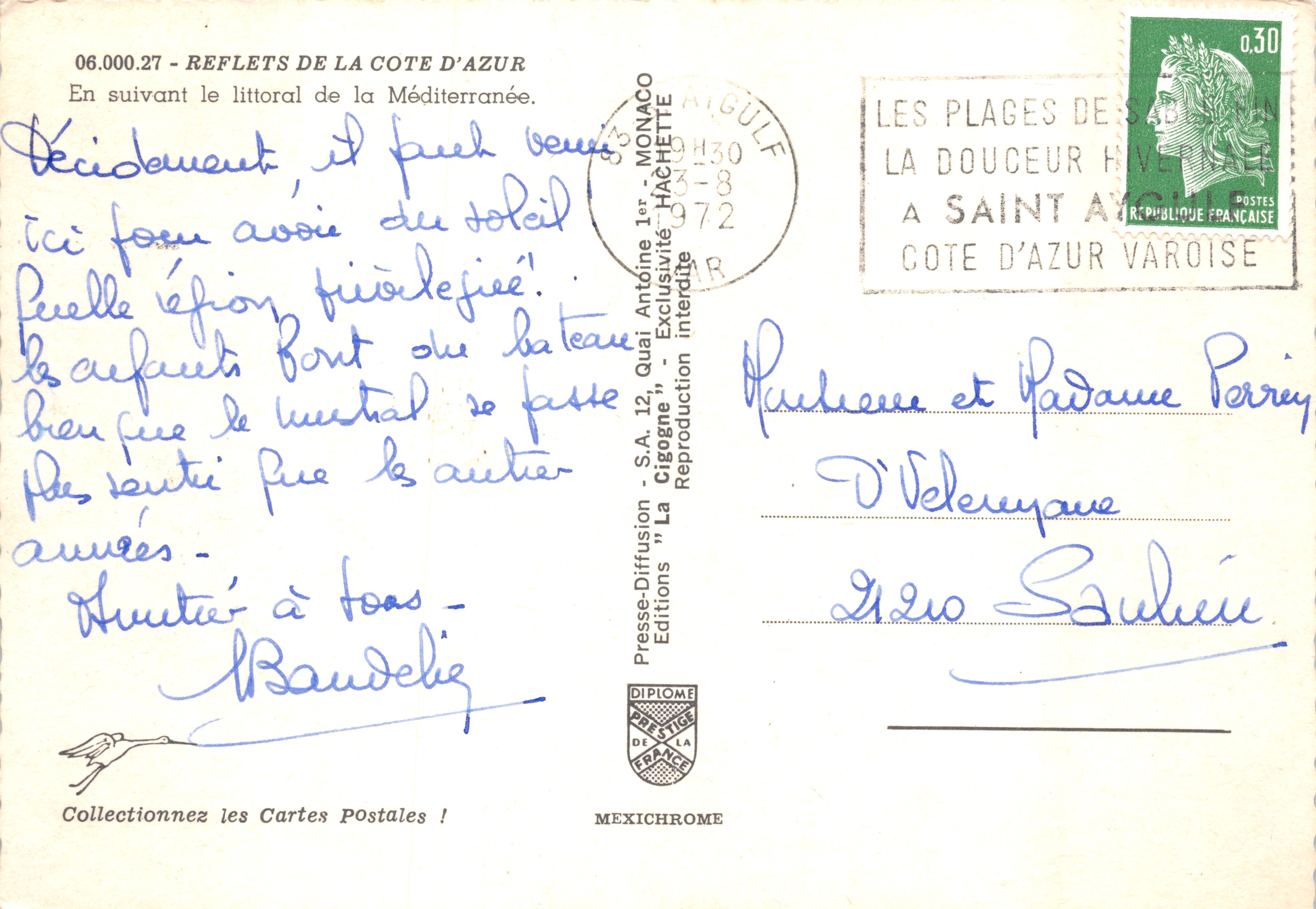 Reflections of the French Riviera — coastal view with pines and flowers — publisher IRIS — Back