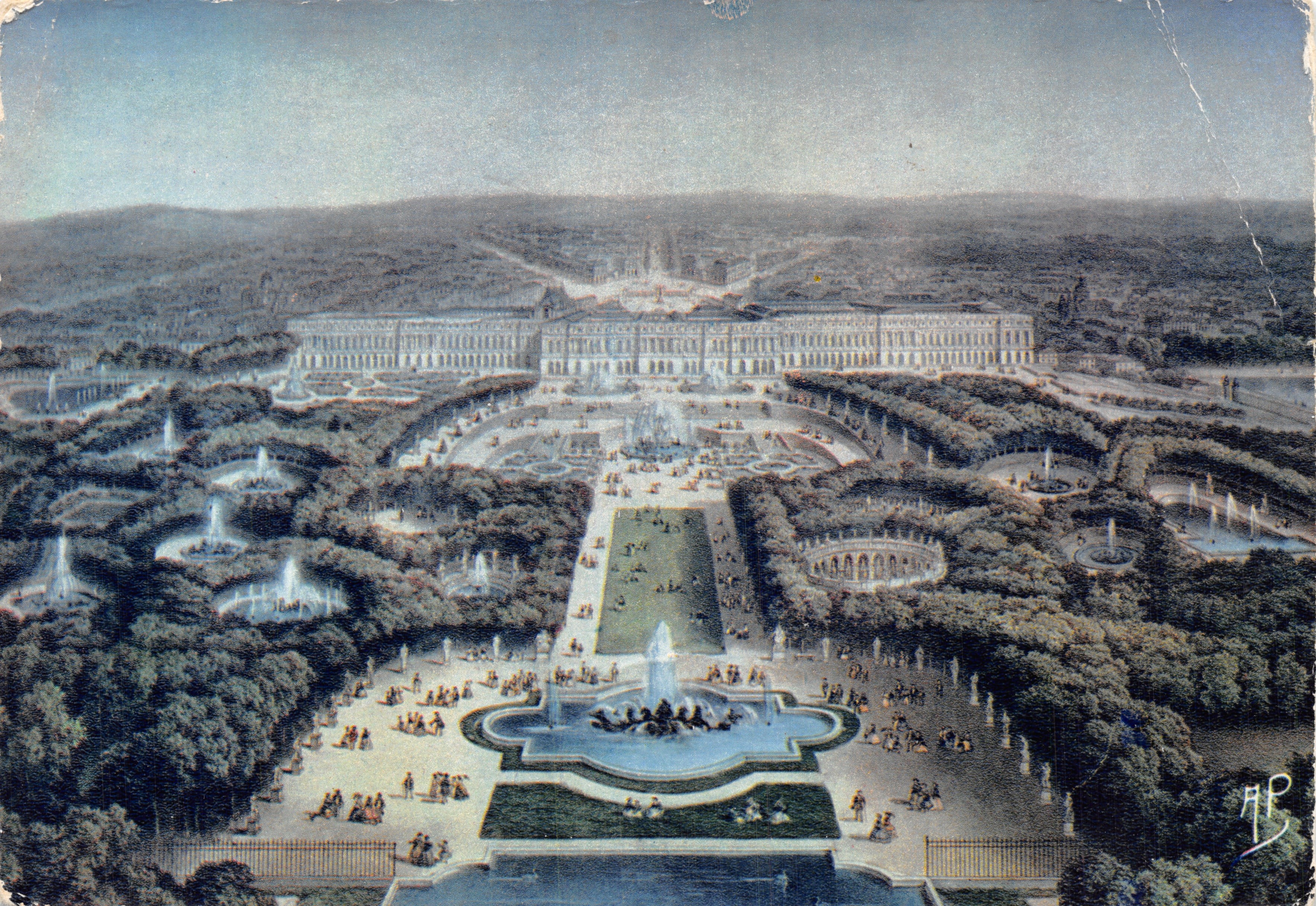 Versailles — Algemene uitzicht op het park en het paleis — Uitgever VESICHROME, nr. 451