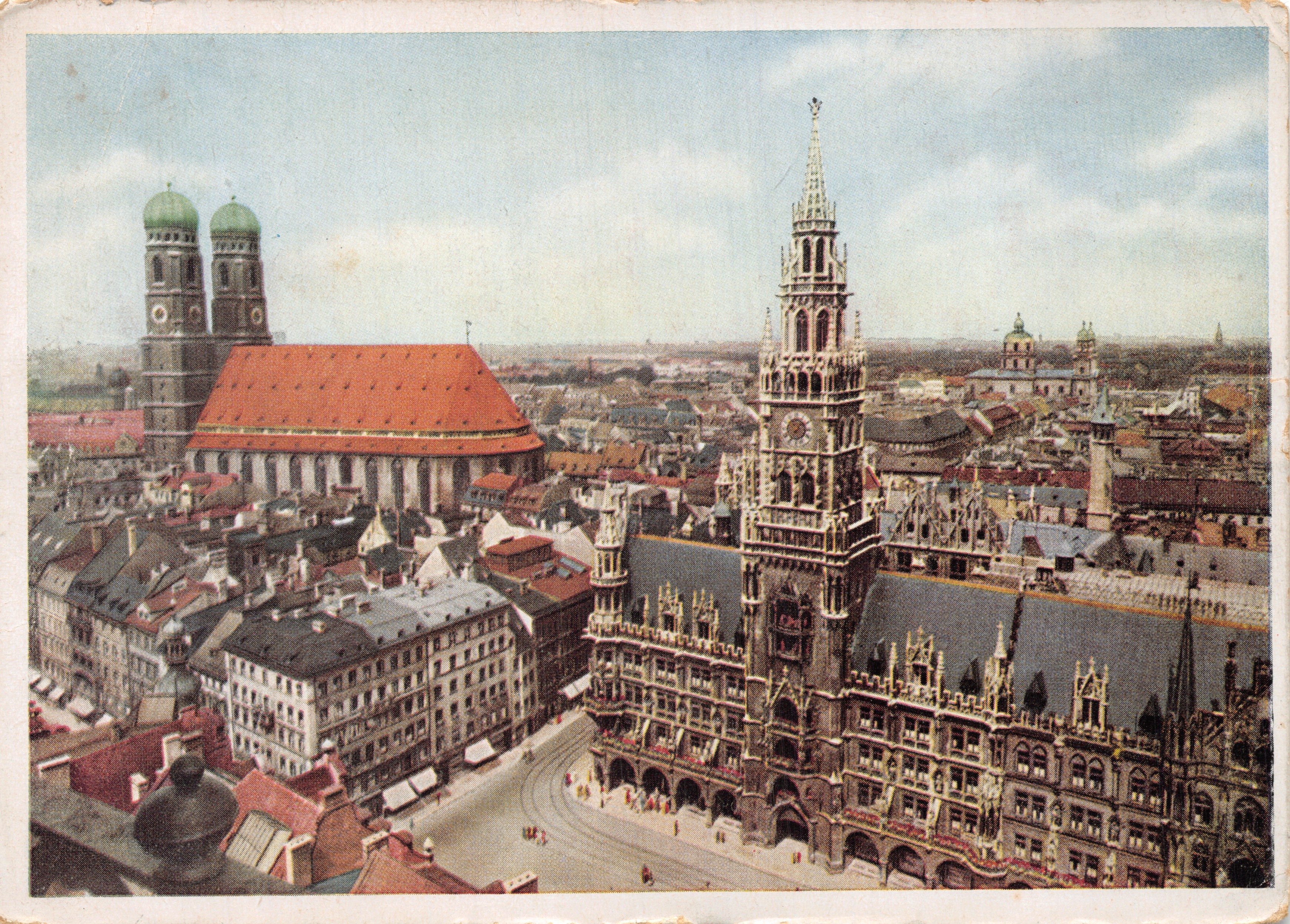 Munich — vue de la Frauenkirche et du Rathaus — Verlag Emil Hartmann, Nr. 1