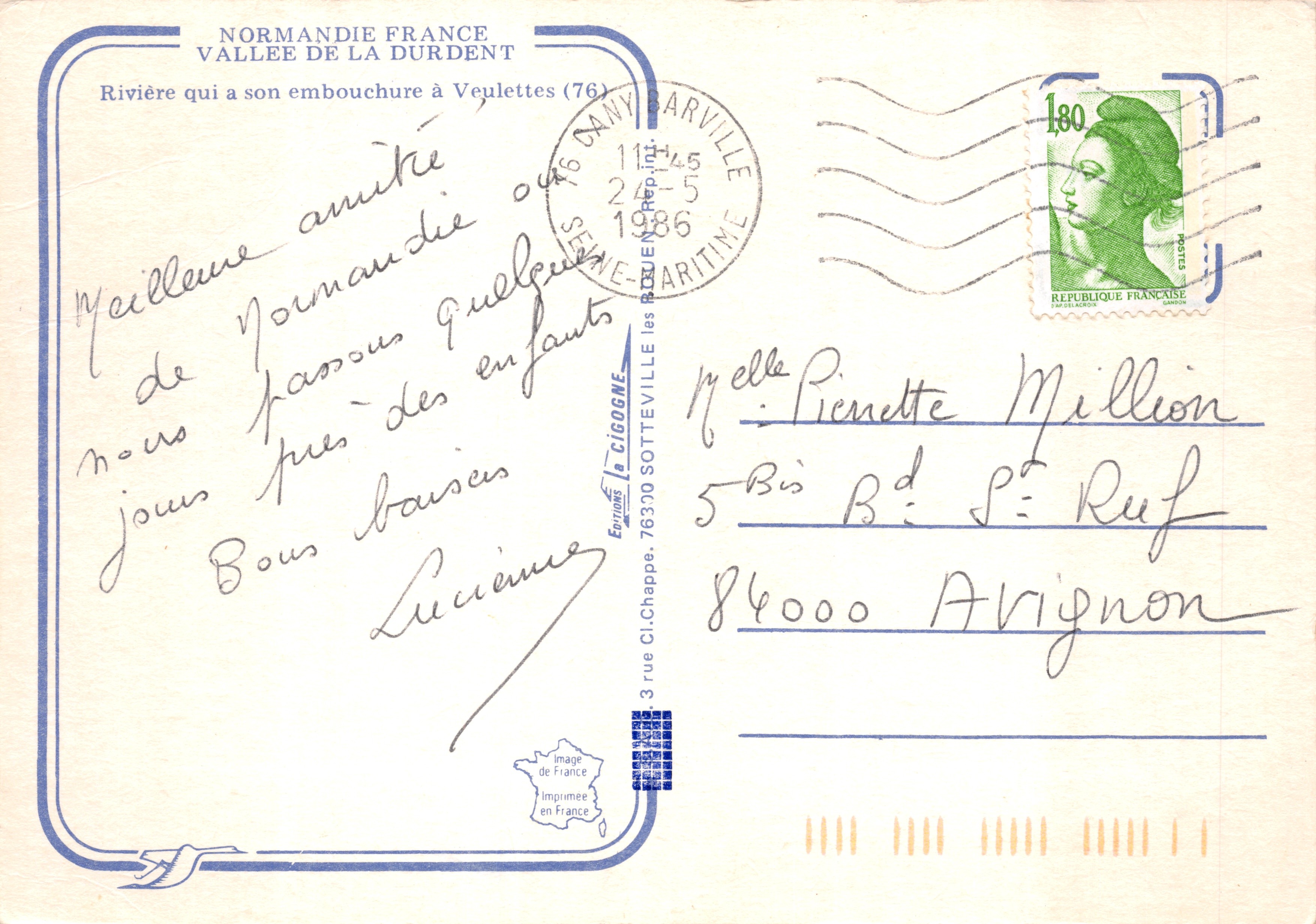Vallée de la DURDENT — vue de la rivière, de son écluse et de son moulin à eau — éditeur : Image de France — Verso
