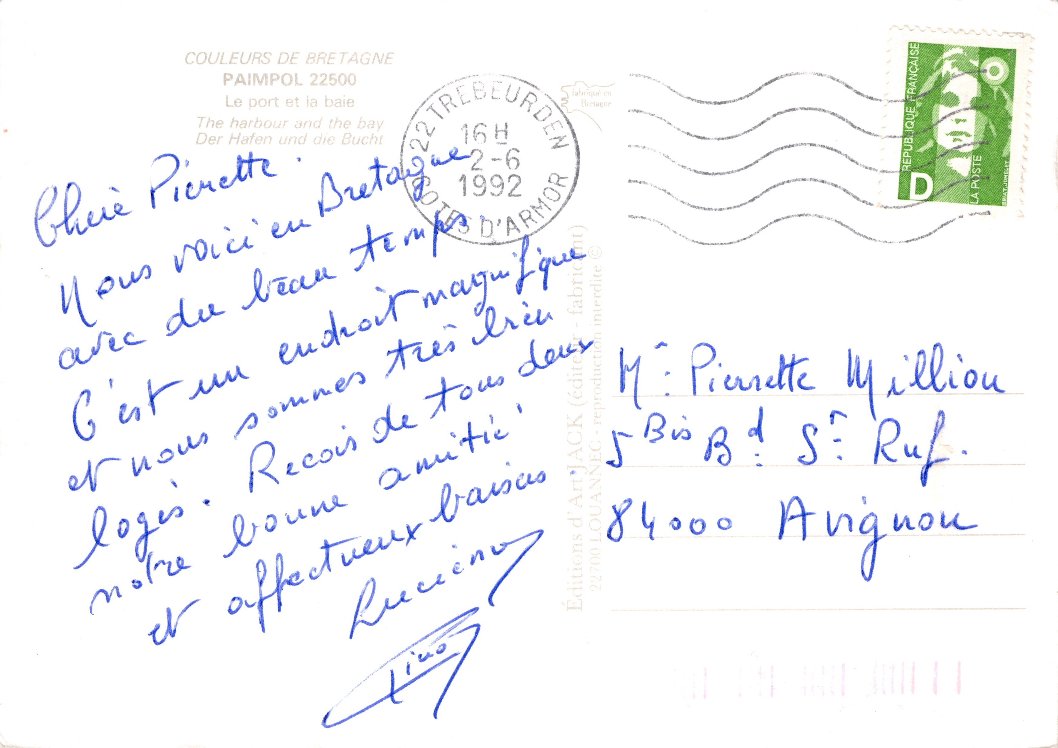 Paimpol — vue aérienne du port et de la baie — Éditions d'Art Jack — Verso