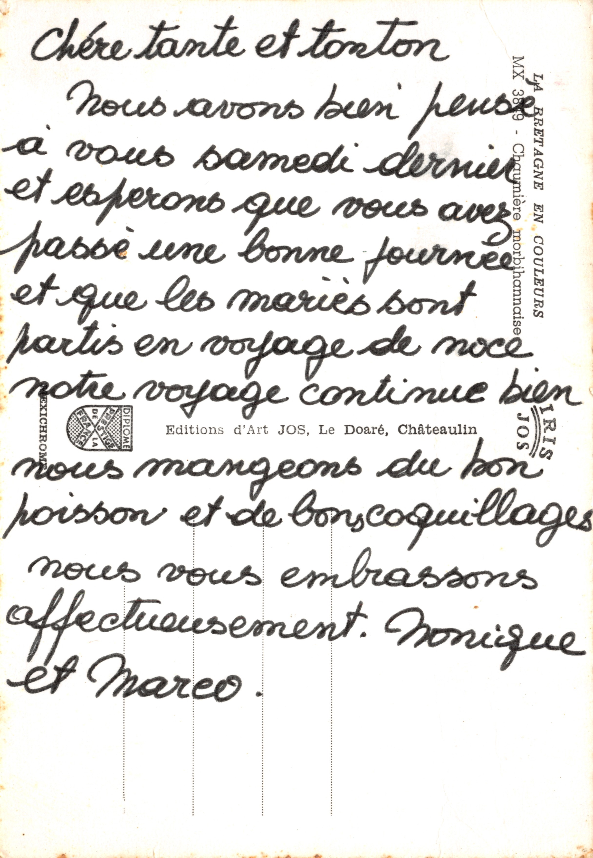 Maison en pierre à toit de chaume — Châteaulin — Éditions d'Art JOS — Achterkant